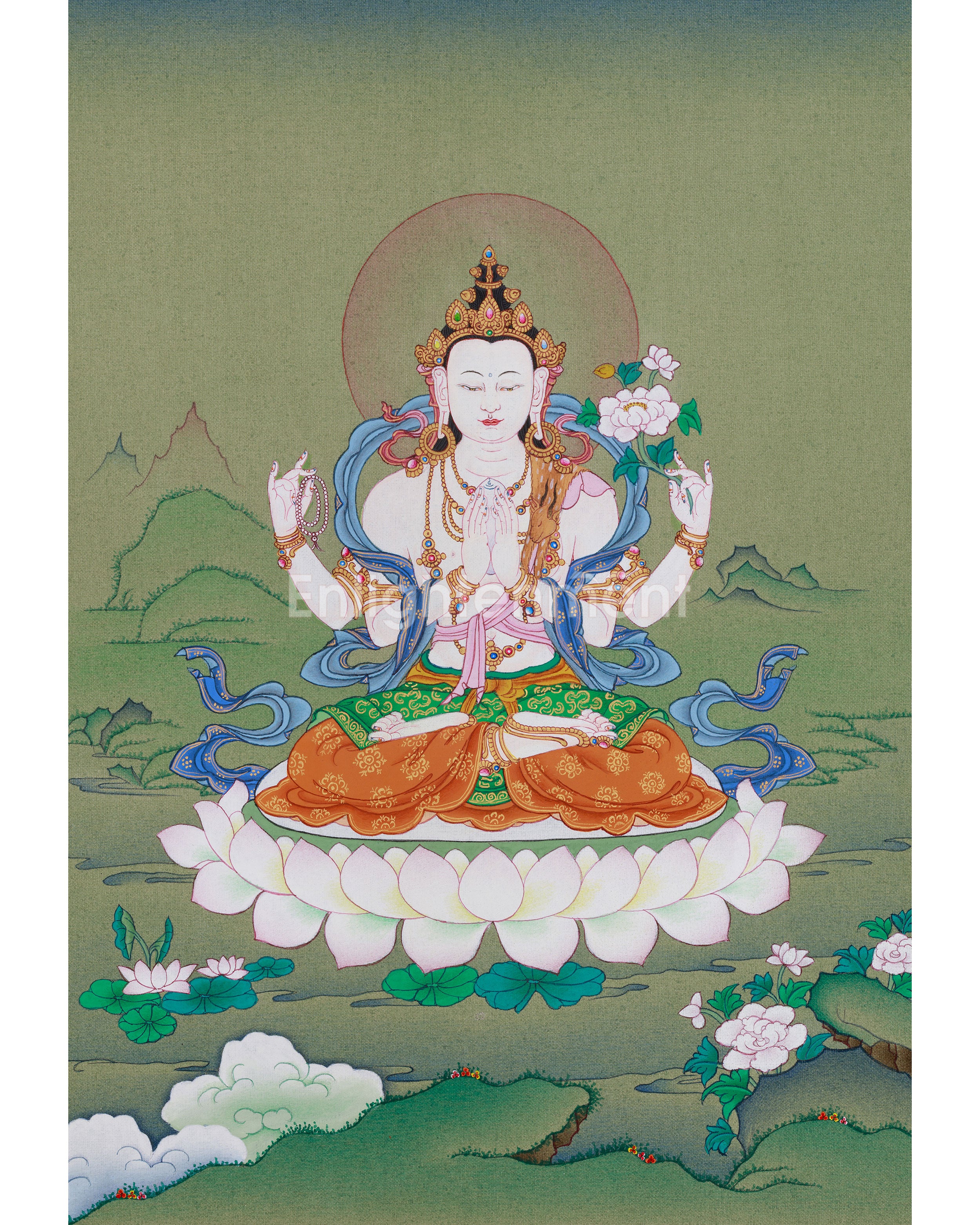 Beautiful Four-Armed Chenrezig Thangka