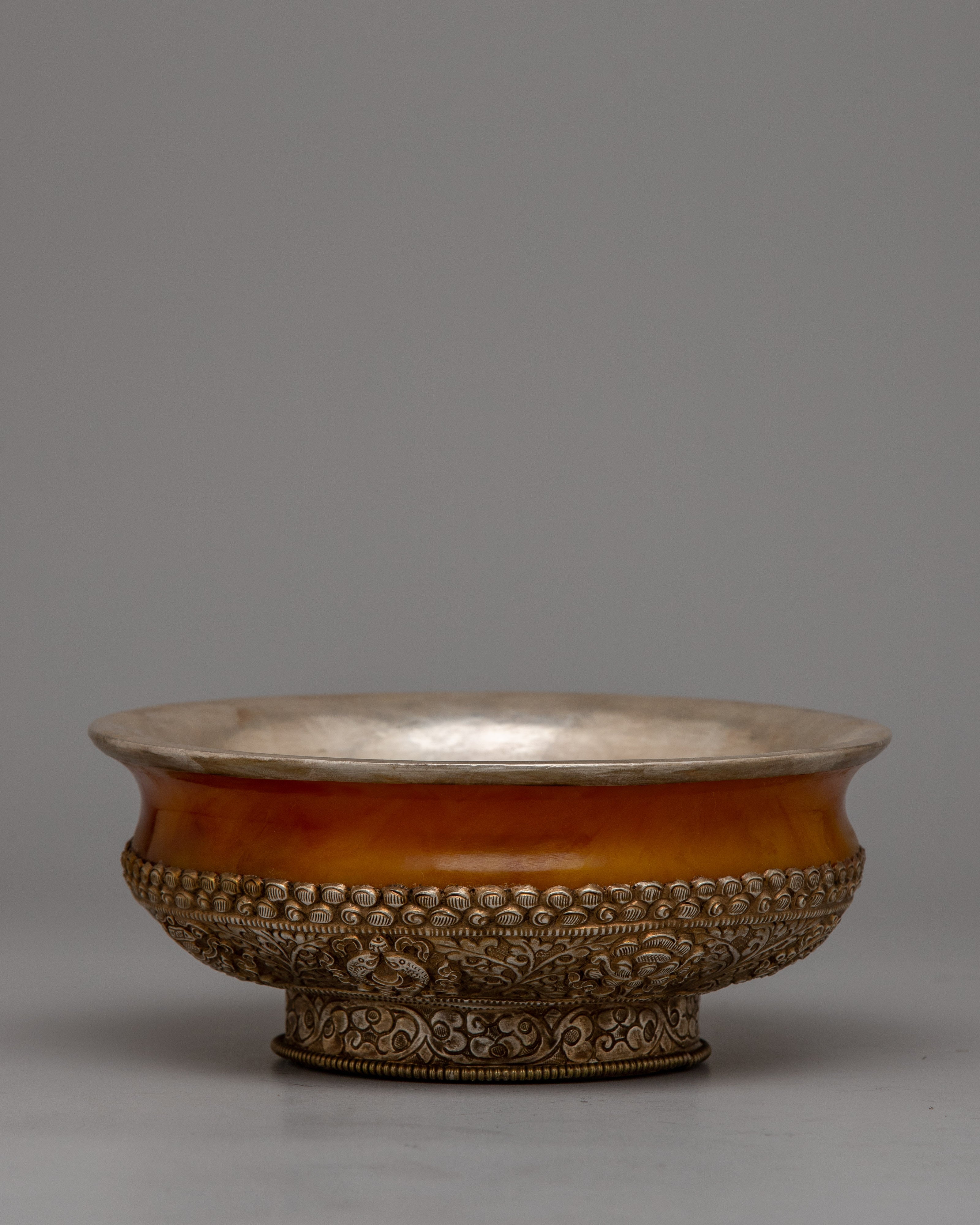 Silver Bowl with Yellow Jade