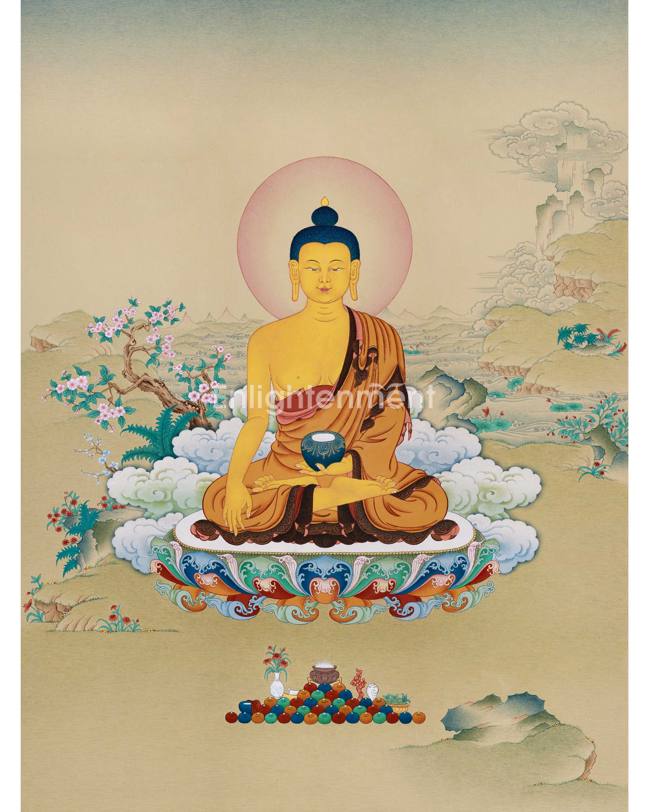 Divine Serenity: Exceptionally Beautiful Shakyamuni Thangka