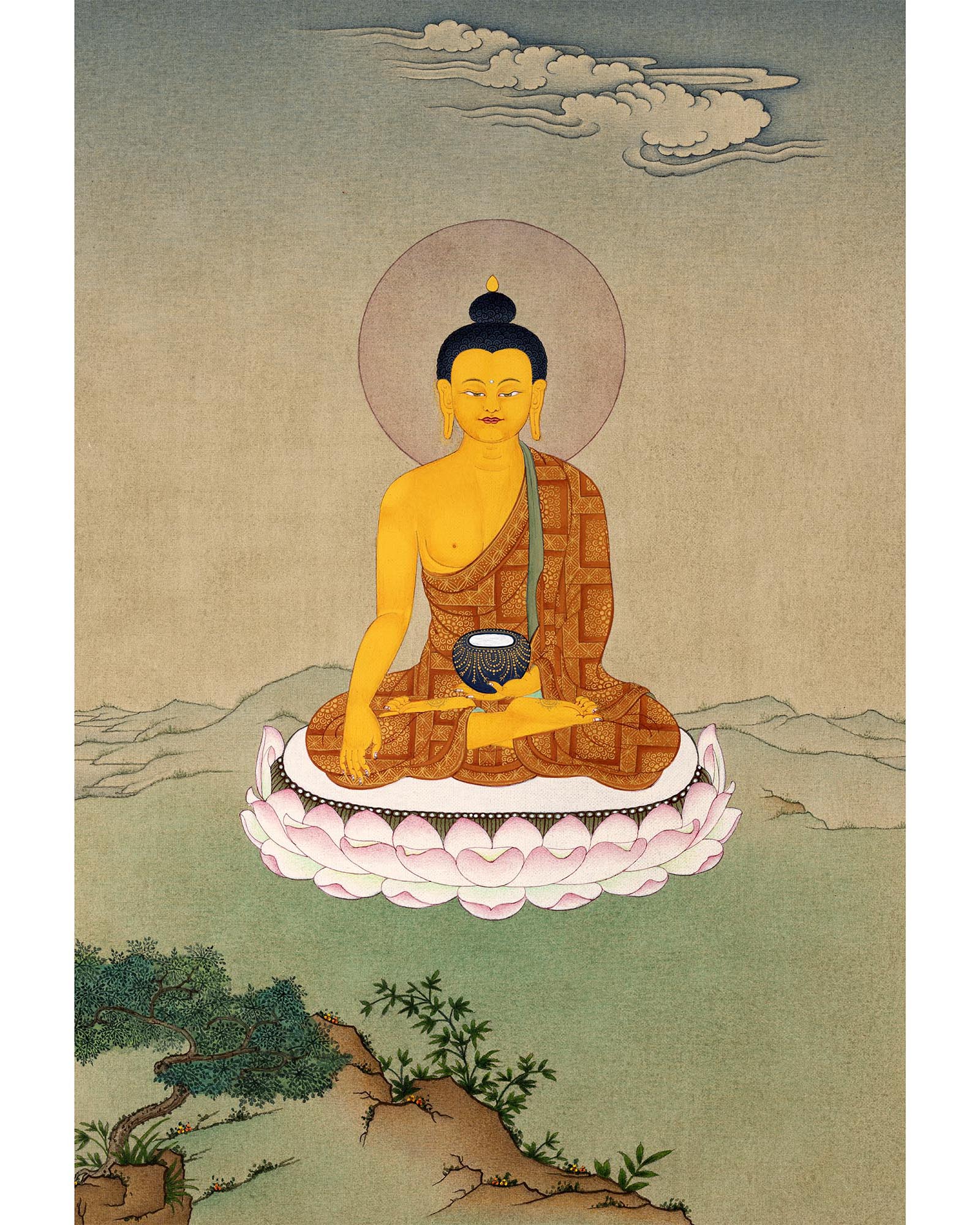 Shakyamuni Buddha Thangka | Classic Peaceful Buddha Thangka | Tibetan Art