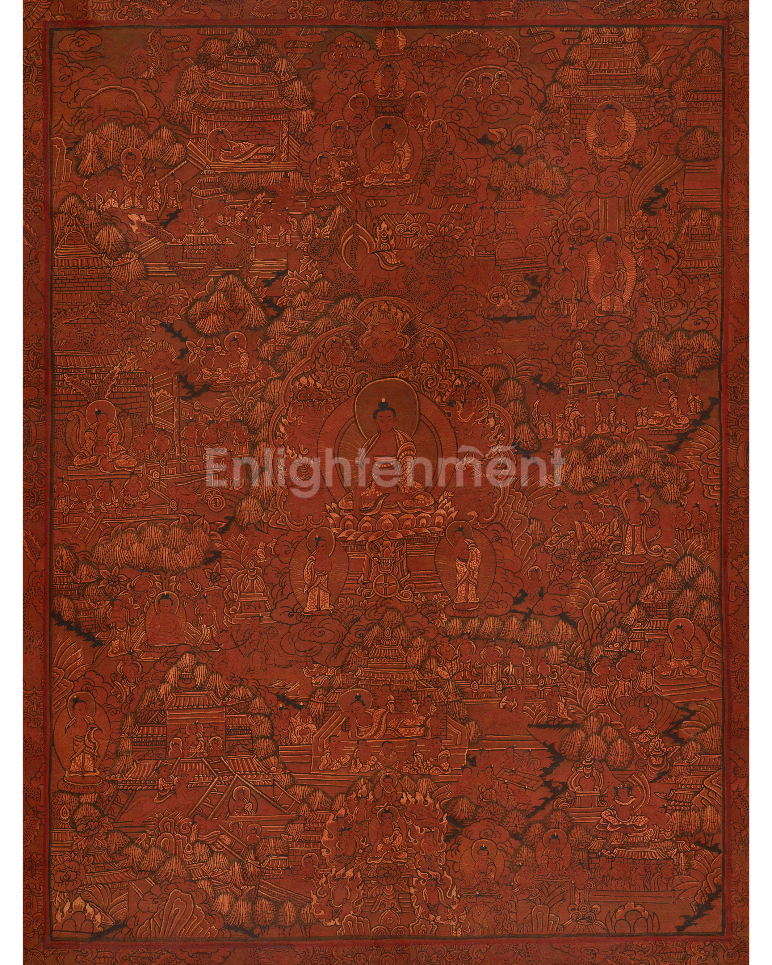 Buddha Life Story Tibetan Thangka