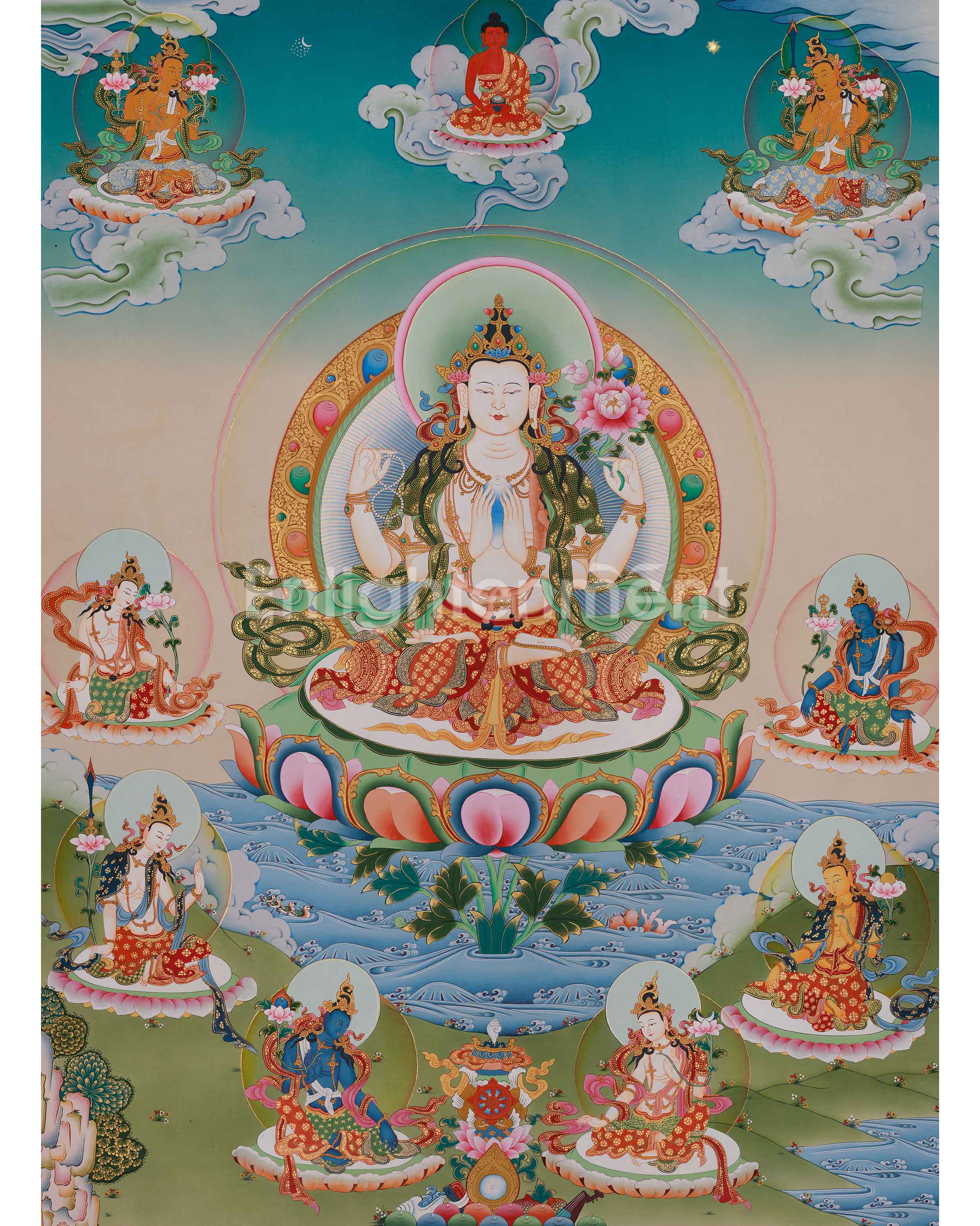Buddhist Thangka of Bodhisattva Chenrezig