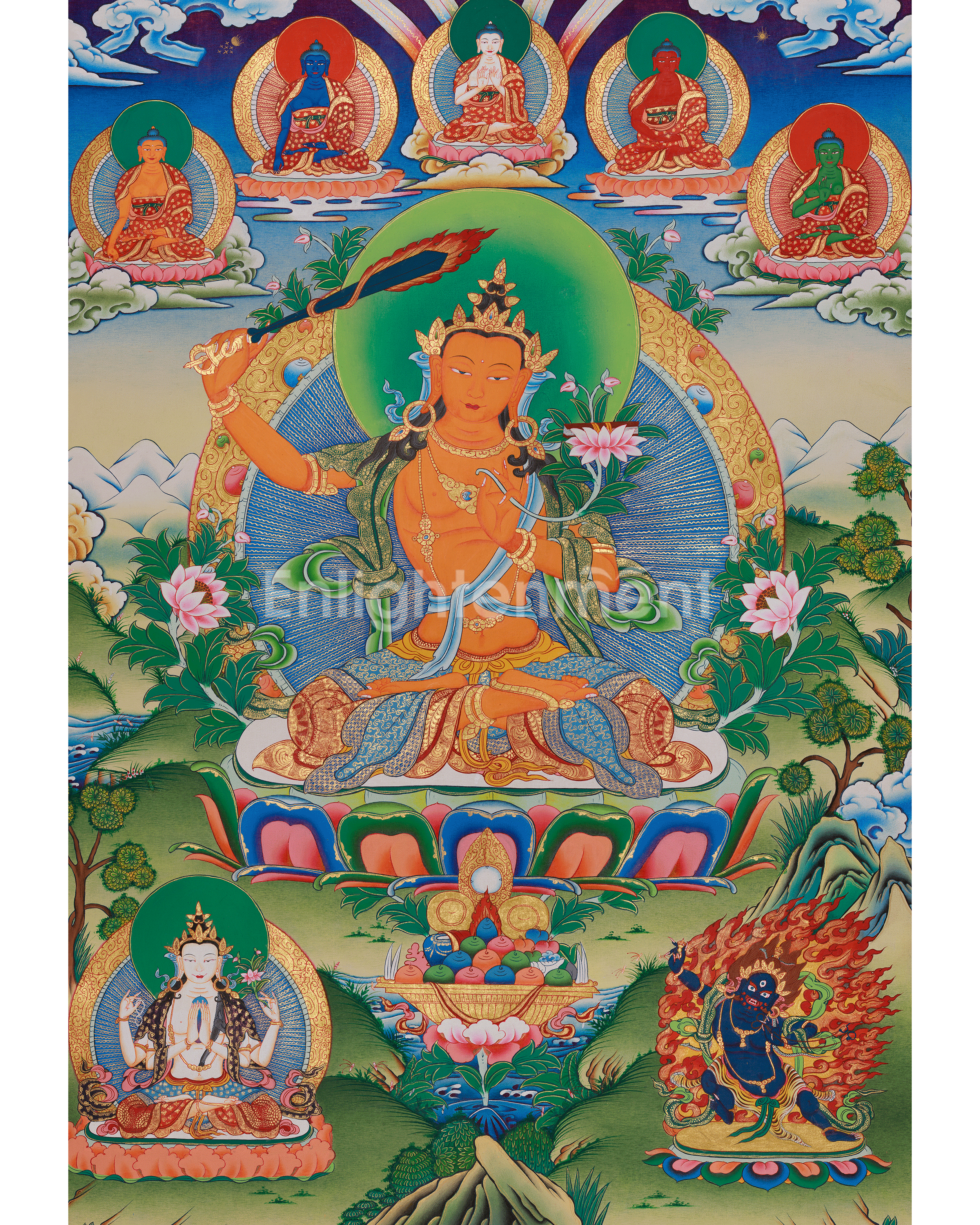 Buddhist Wisdom Deity Manjushri thangka