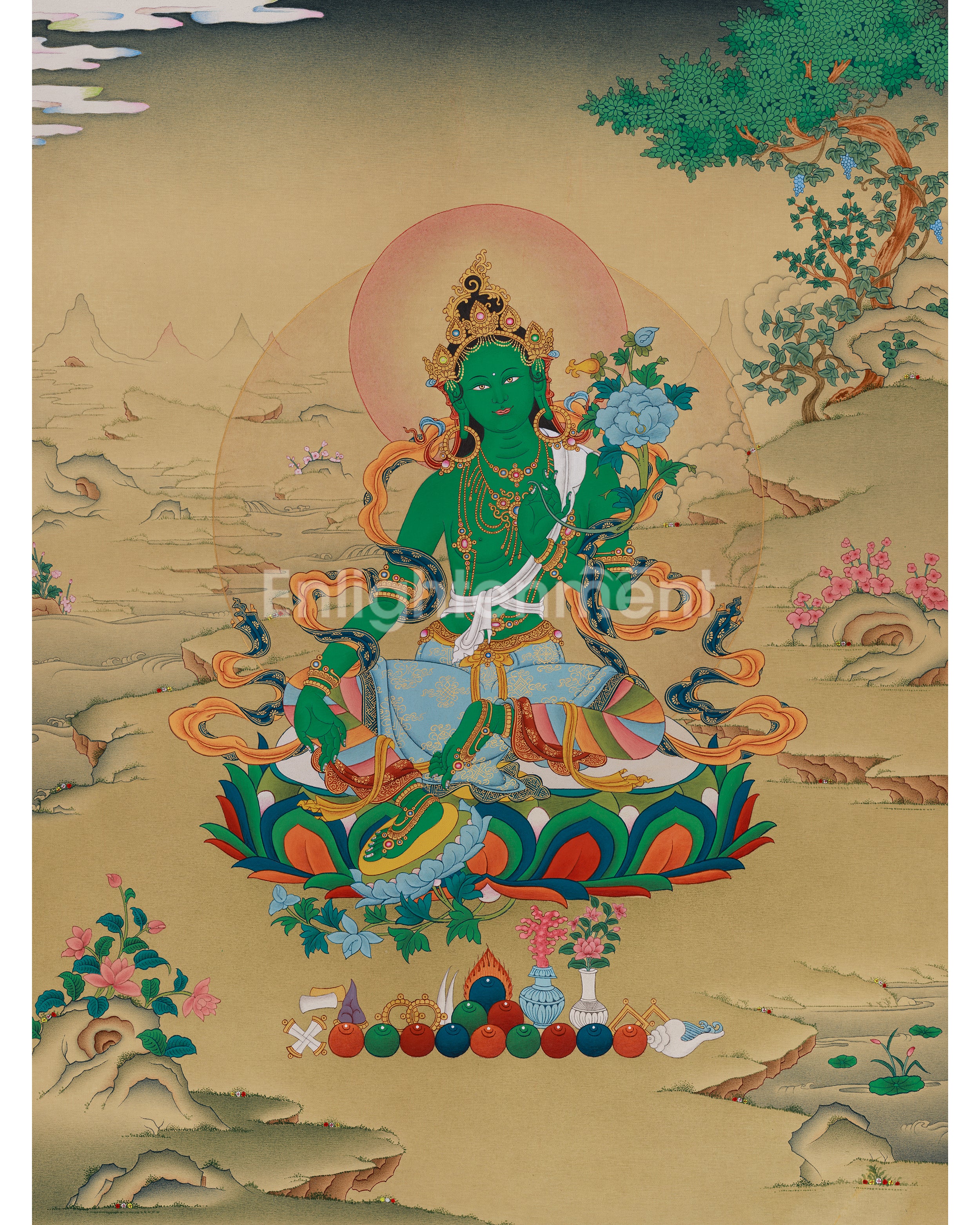 Buddhist deity Green Tara Thangka