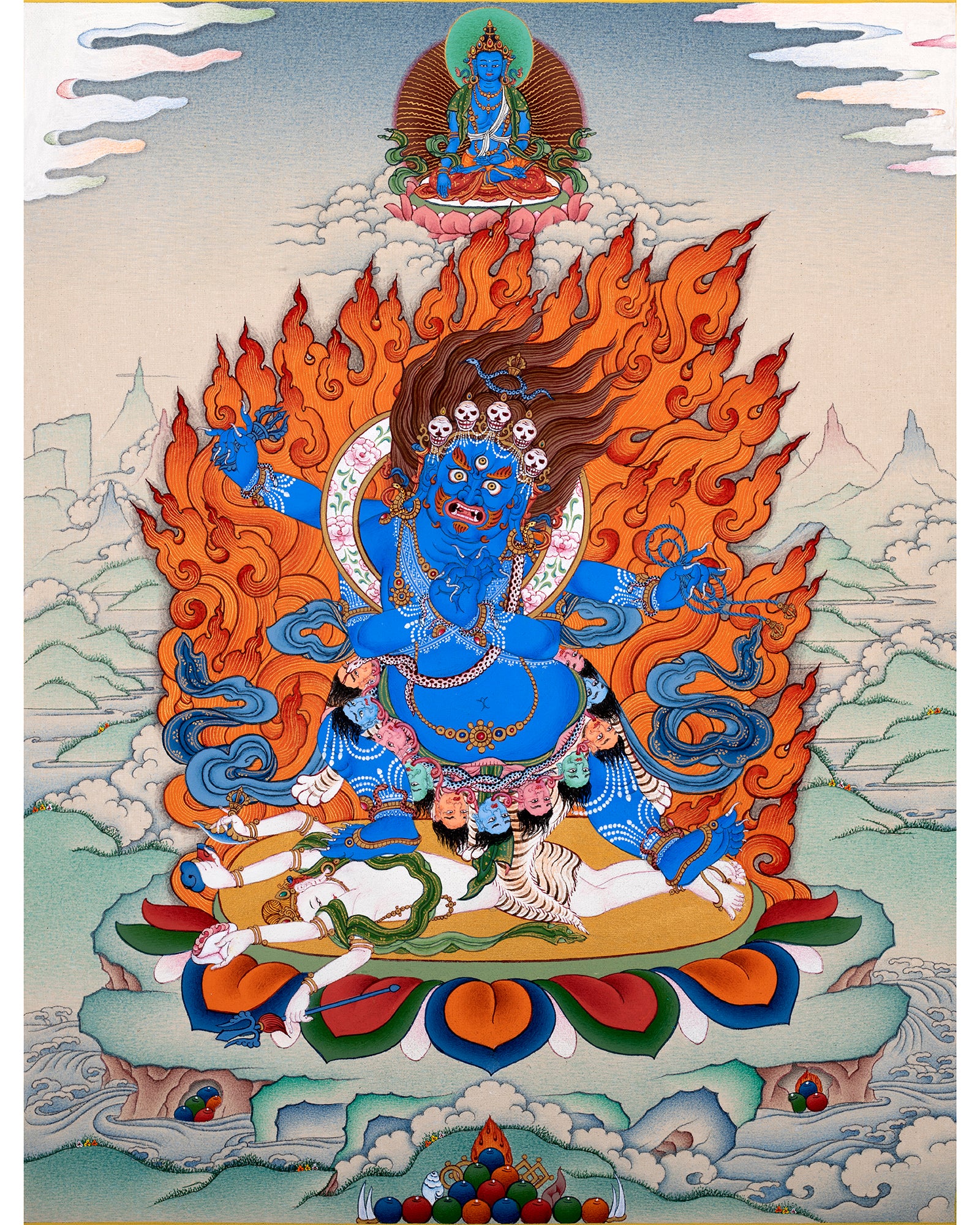 Sakya Vajrapani | Bhutadamara | Hand Painted Tibetan Art in Natural Stone Colors