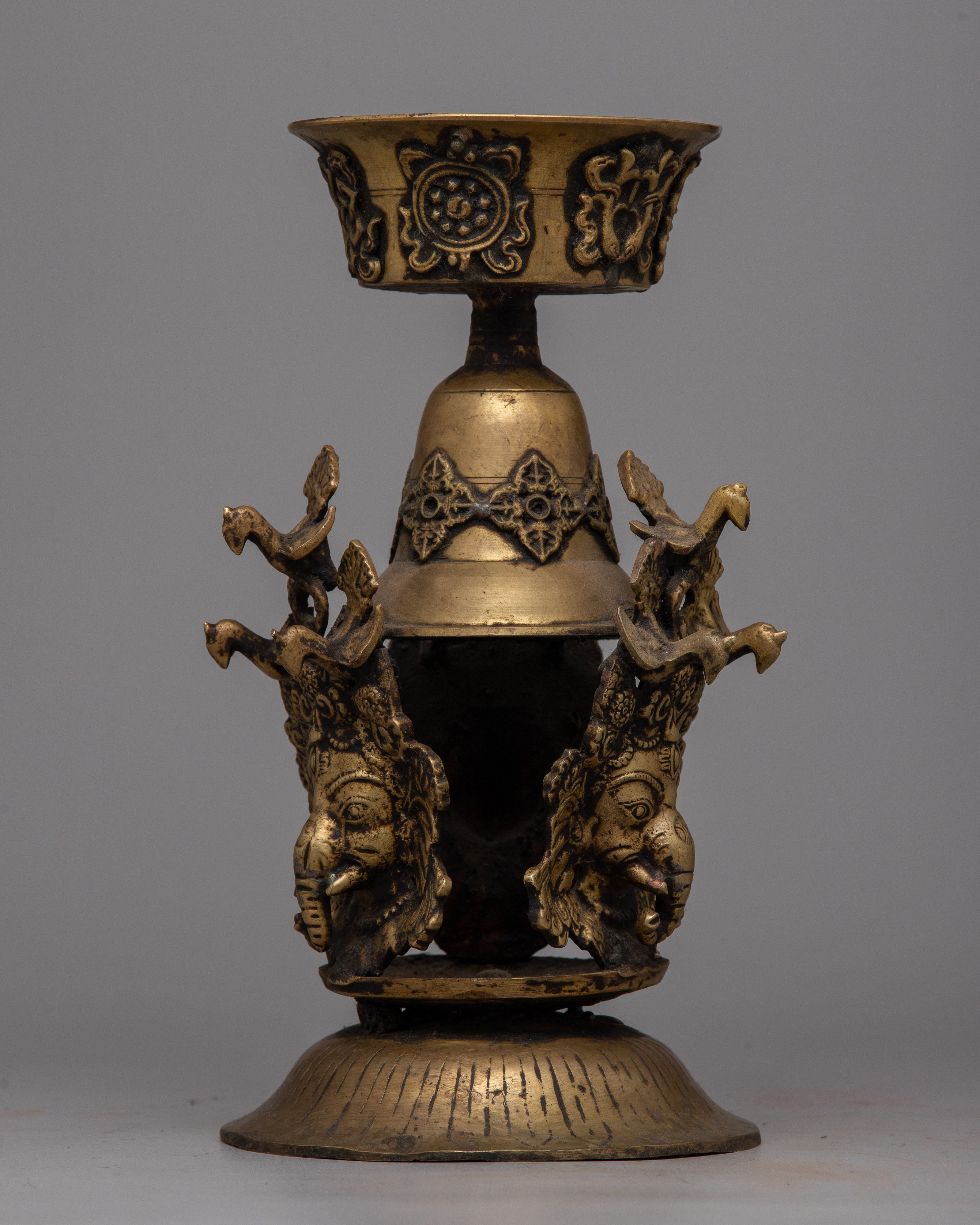 Butter Lamp Prayer | Ganesh Carved Lamp for Offering