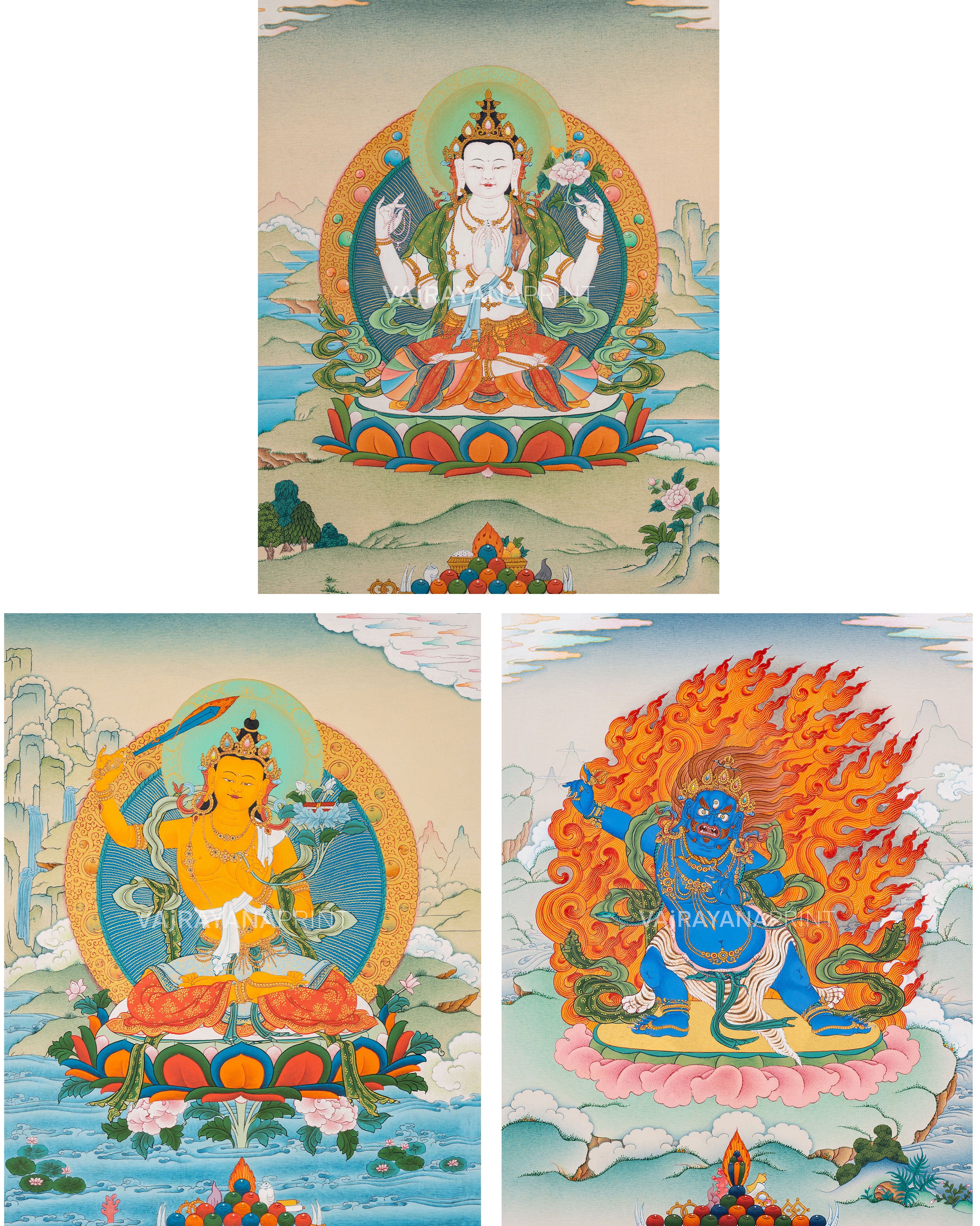 Chenresig-Manjushri-Vajrapani| Thangka Print Set