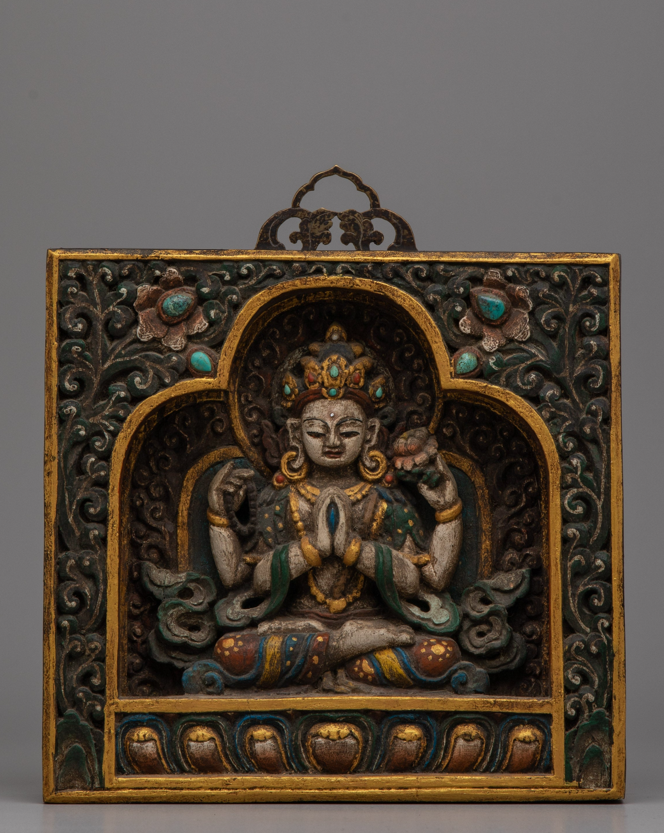 Tibetan Ghau Amulet with Chenresig