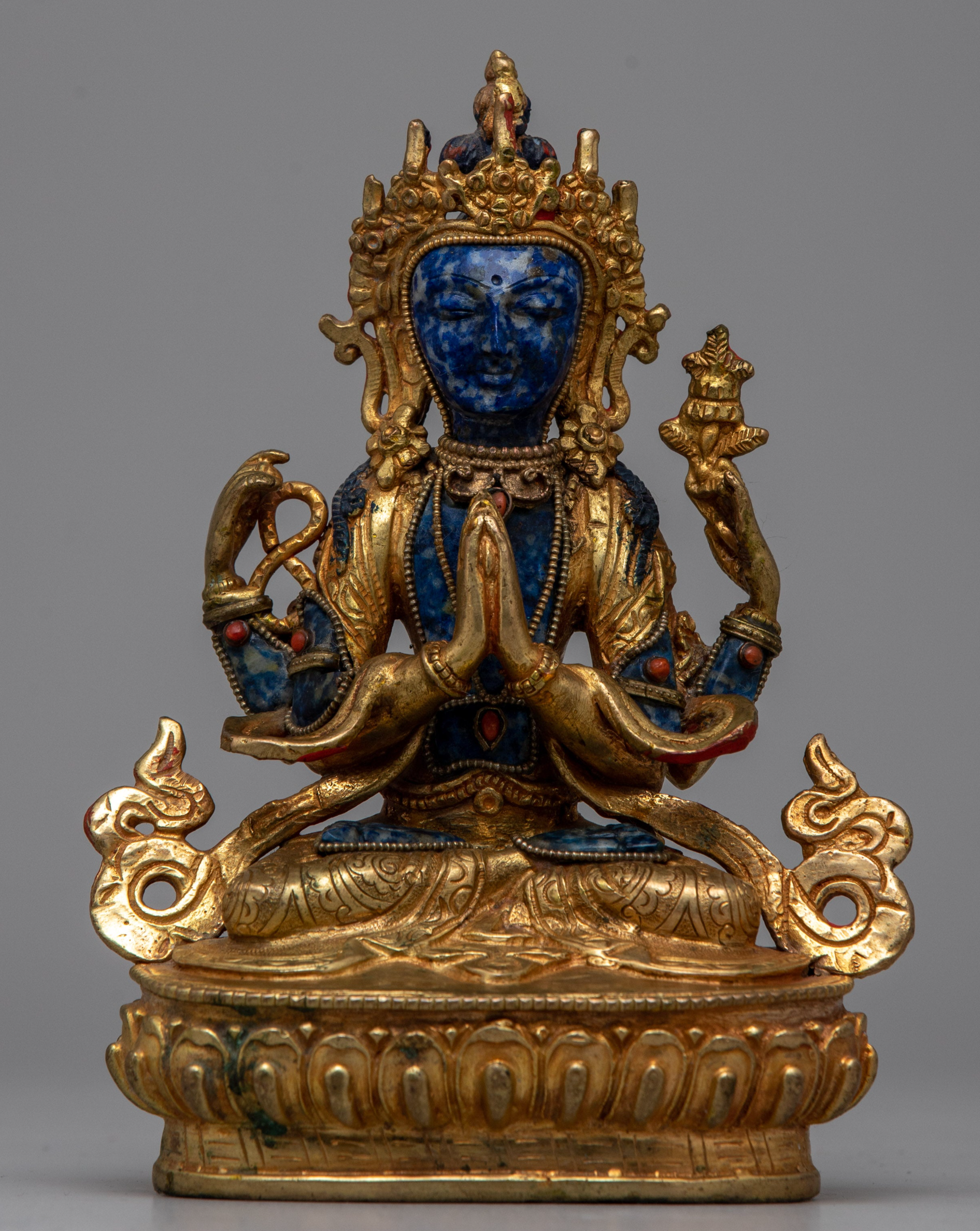 Chenresig Blue Lapis Statue