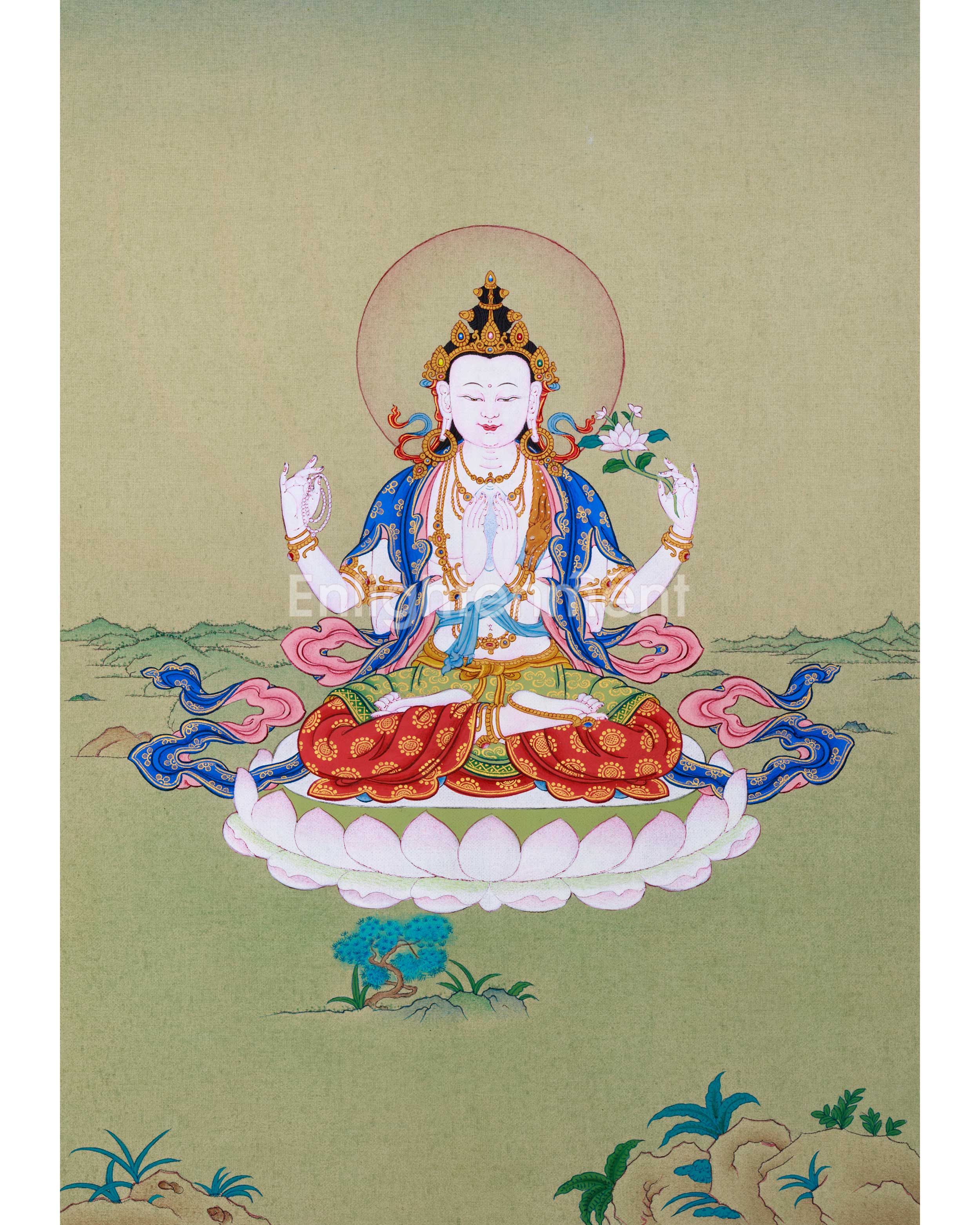 Small 13inched Thangka of Chenresig