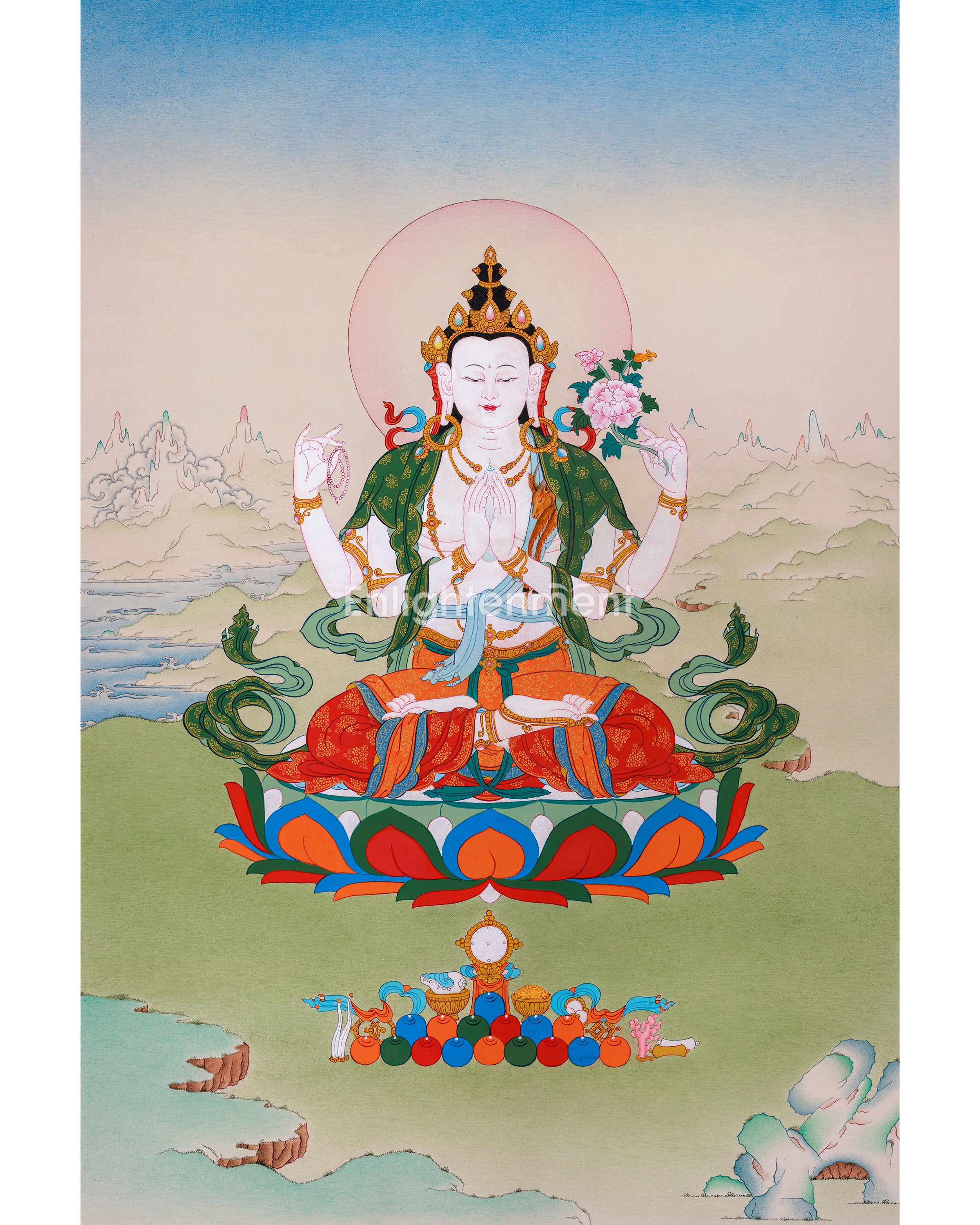 Bodhisattva Chenresig Thangka | Handpainted Buddhist Art