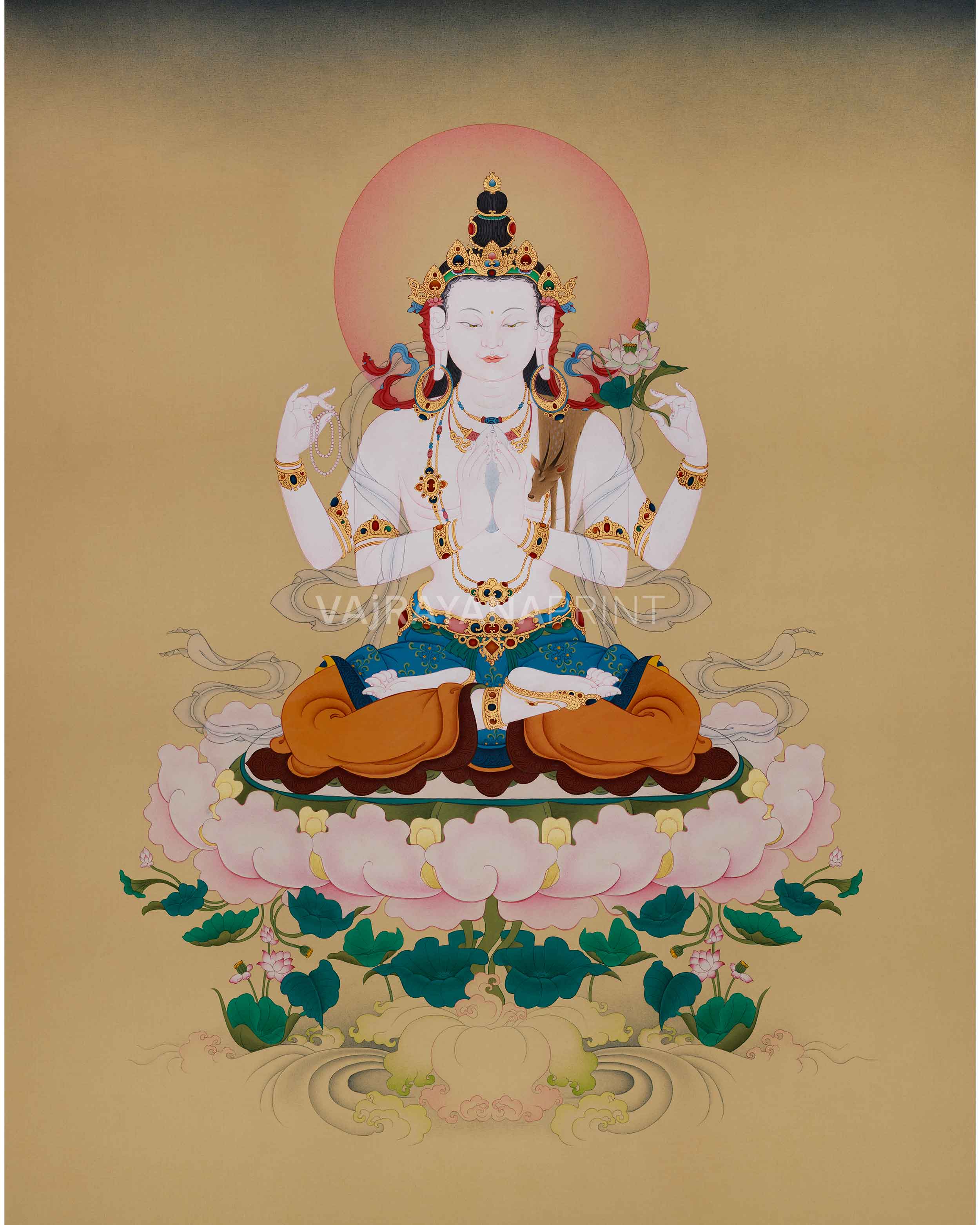 Chenrezig Buddhist Thangka Print