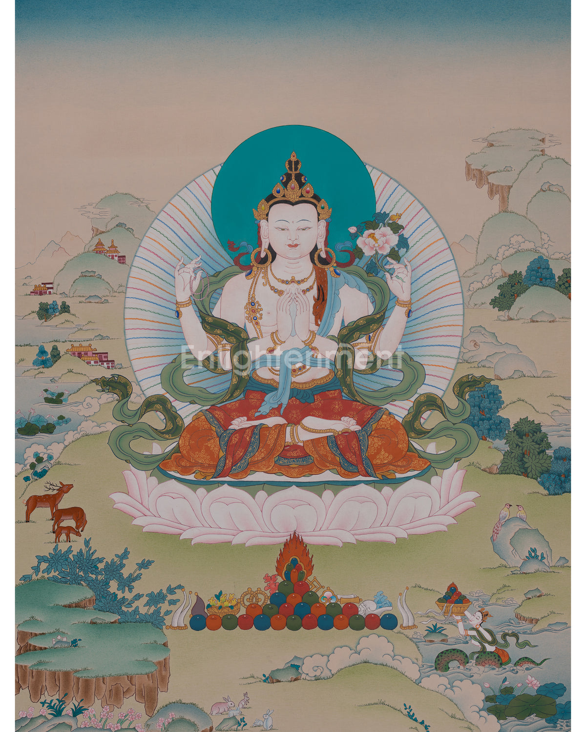 Chenrezig Sacred Thangka Art