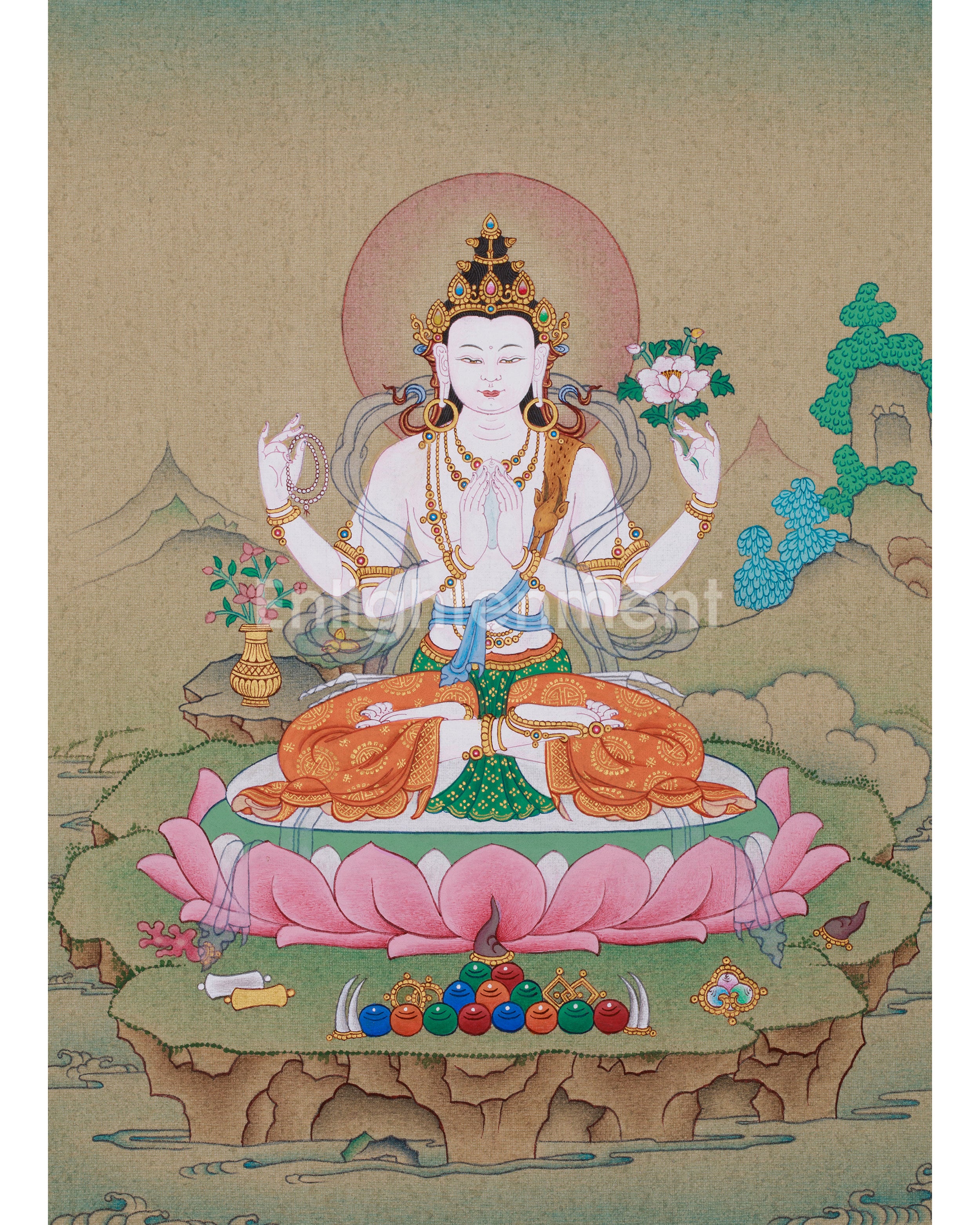Four Armed Chenrezig Thangka