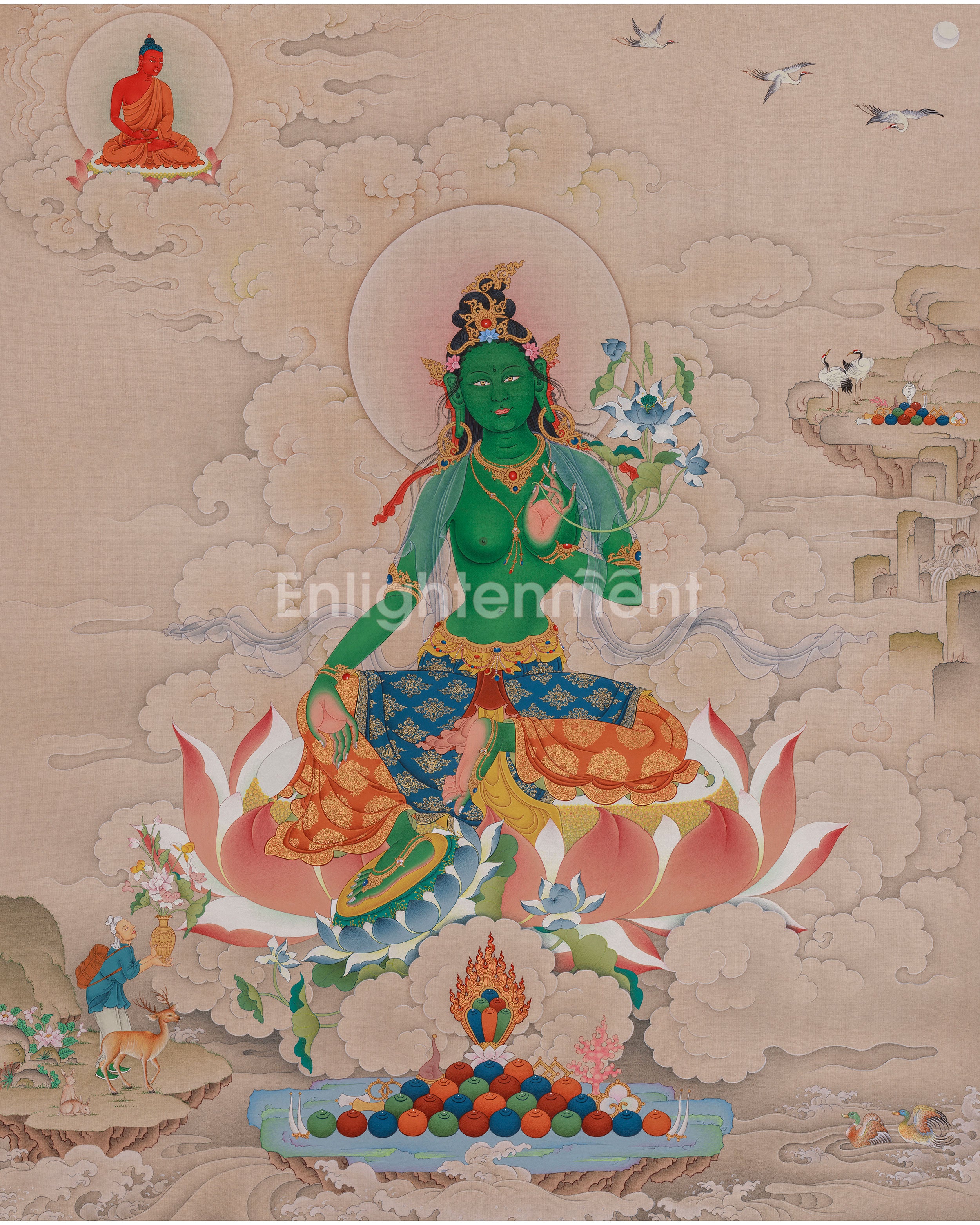 Compassion Deity Green Tara Thangka