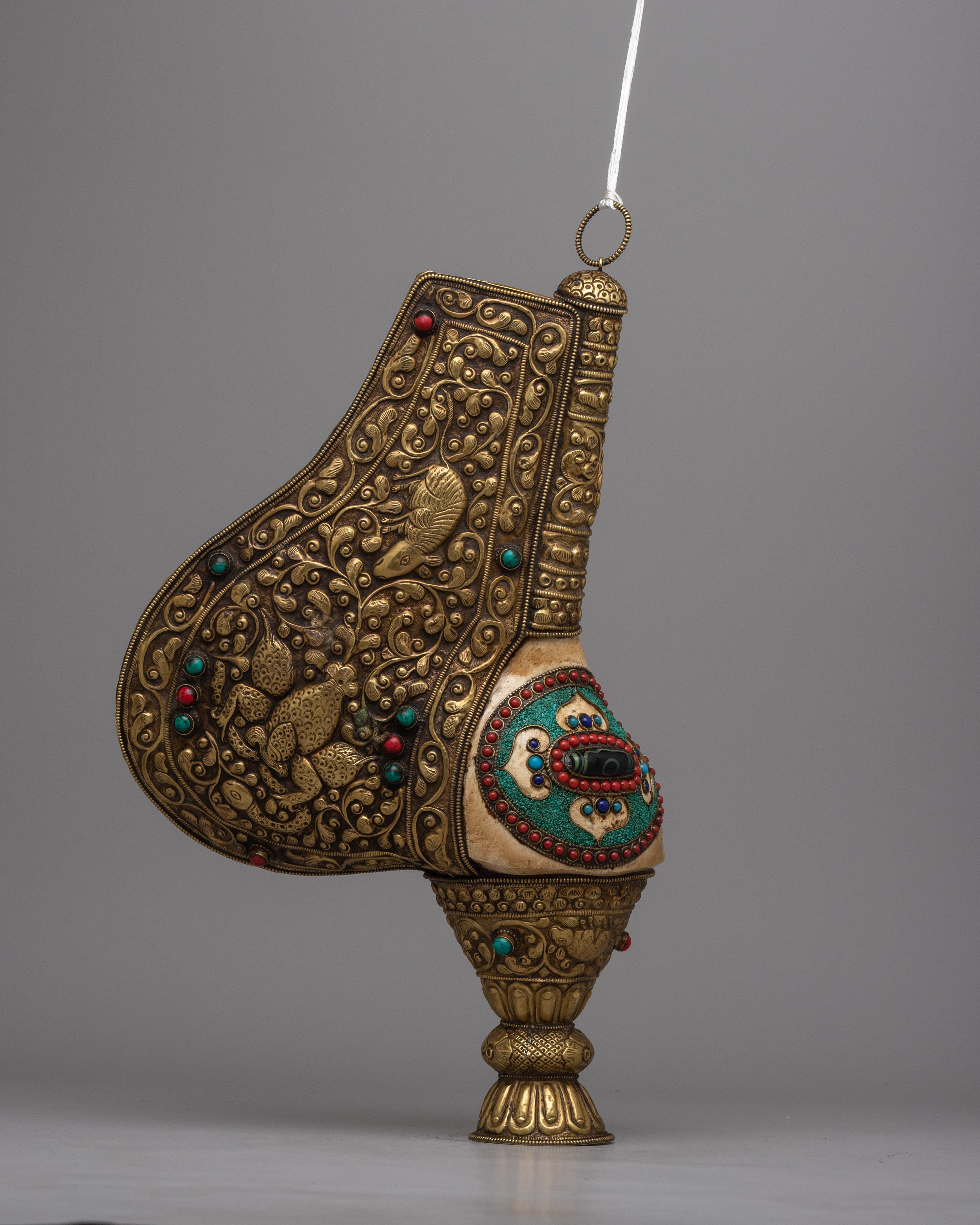 Brass Shankha | Buddhist Conch Shell for Sacred Rituals and Spiritual Devotion