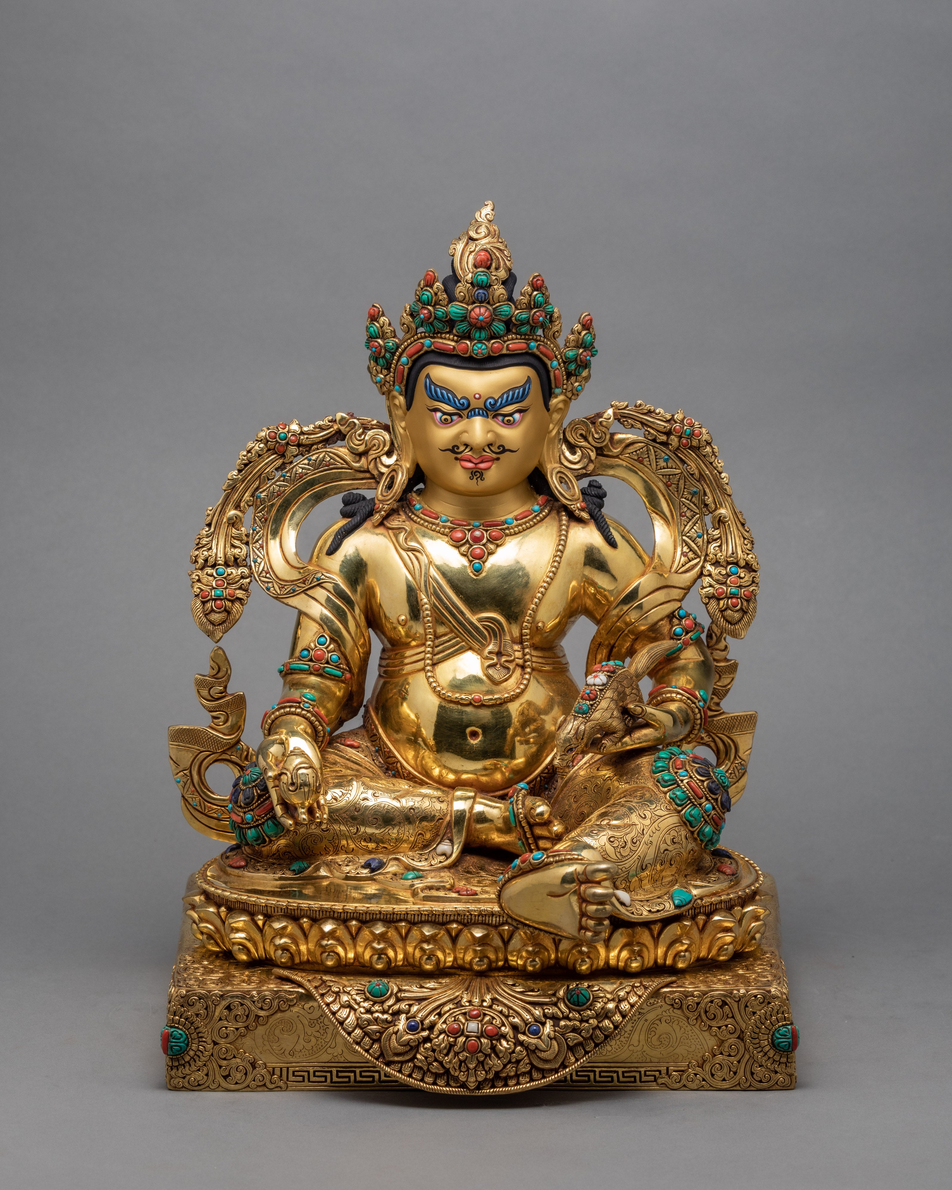 Dzambhala Statue | Jambala Sculpture | Gold Gilded Art