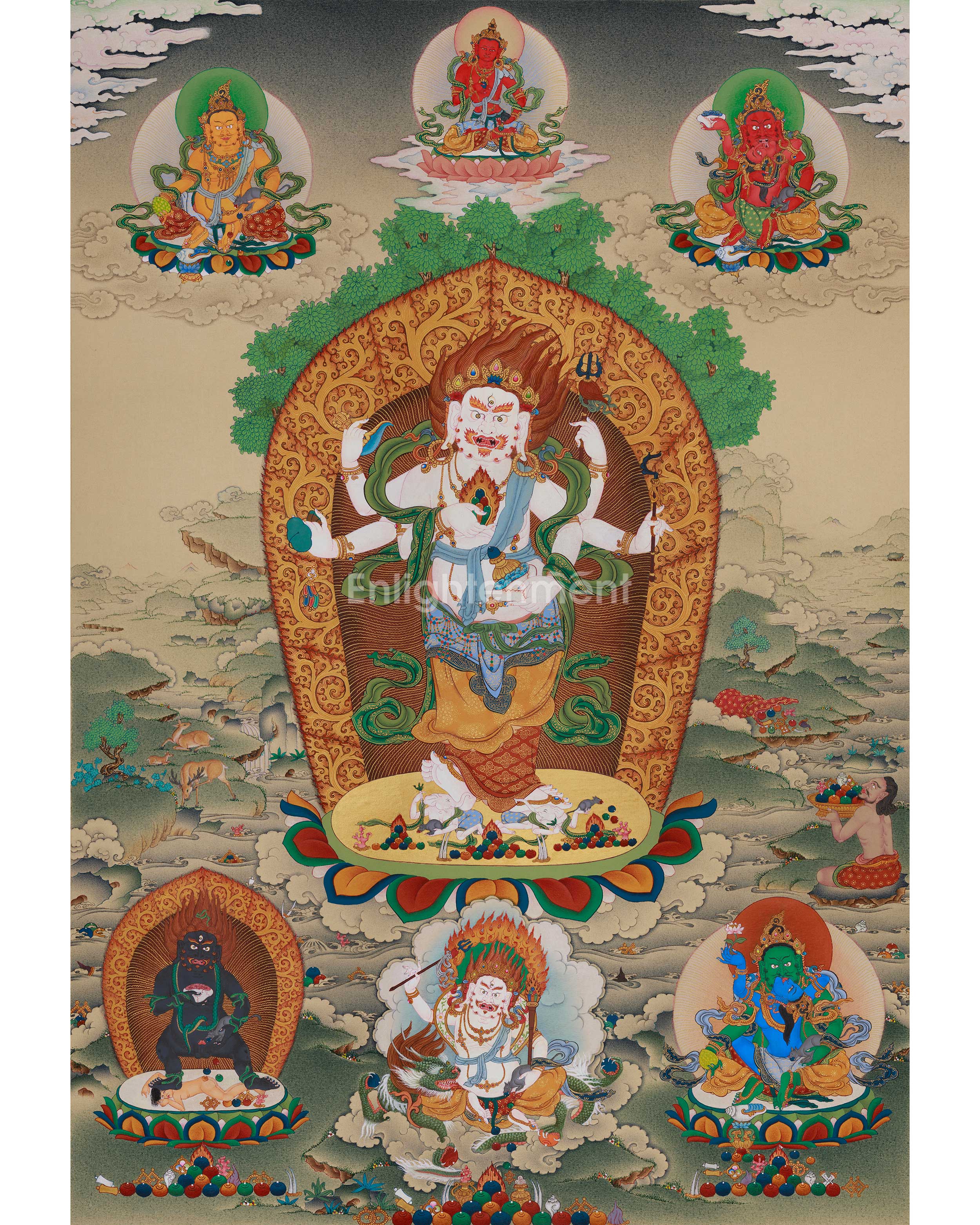 Divine Thangka of White Mahakala