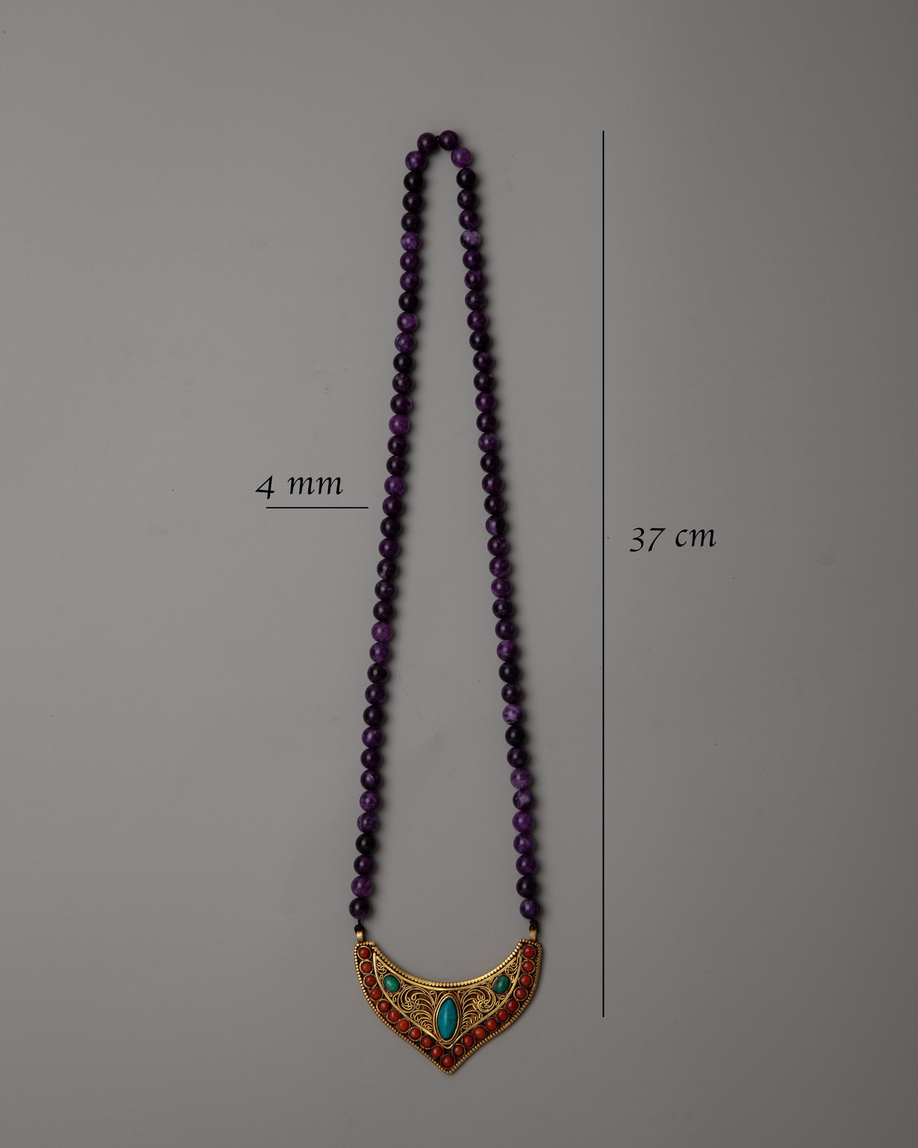Amethyst Bead Necklace Long | Embrace Spiritual Sophistication and Ethereal Beauty