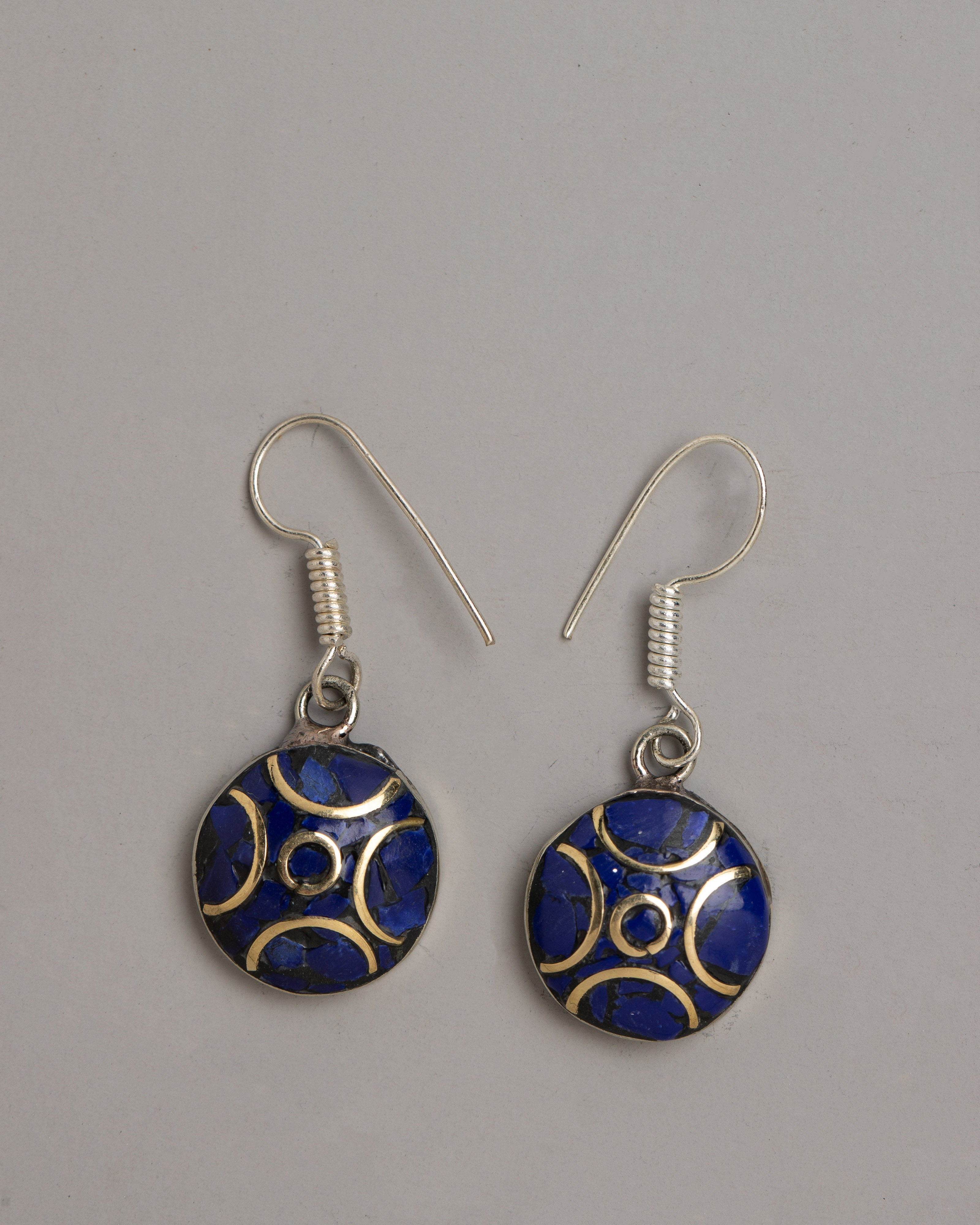 Blue Lapis Lazuli Earrings Set 