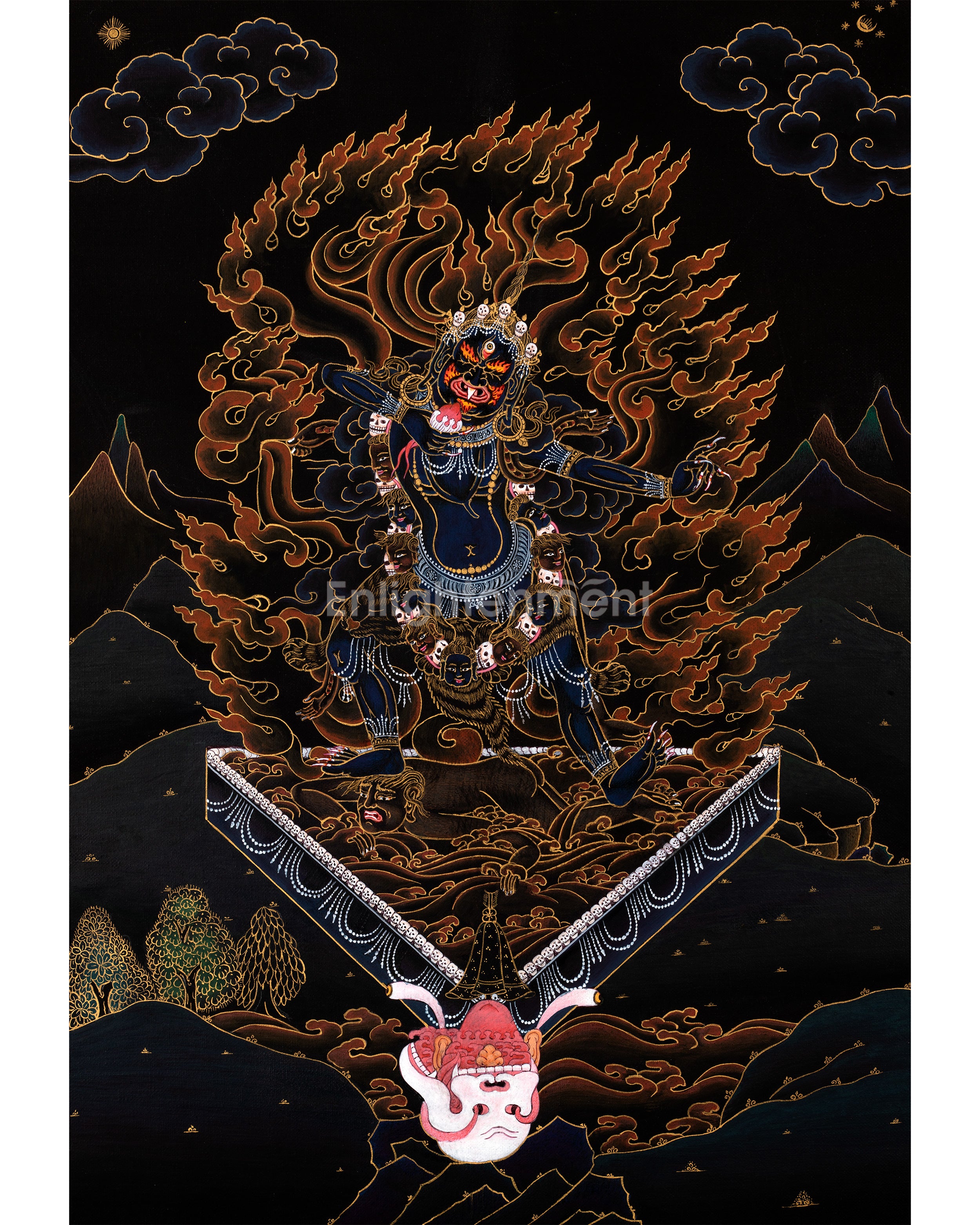 Blue Ekajati Thangka in Gold