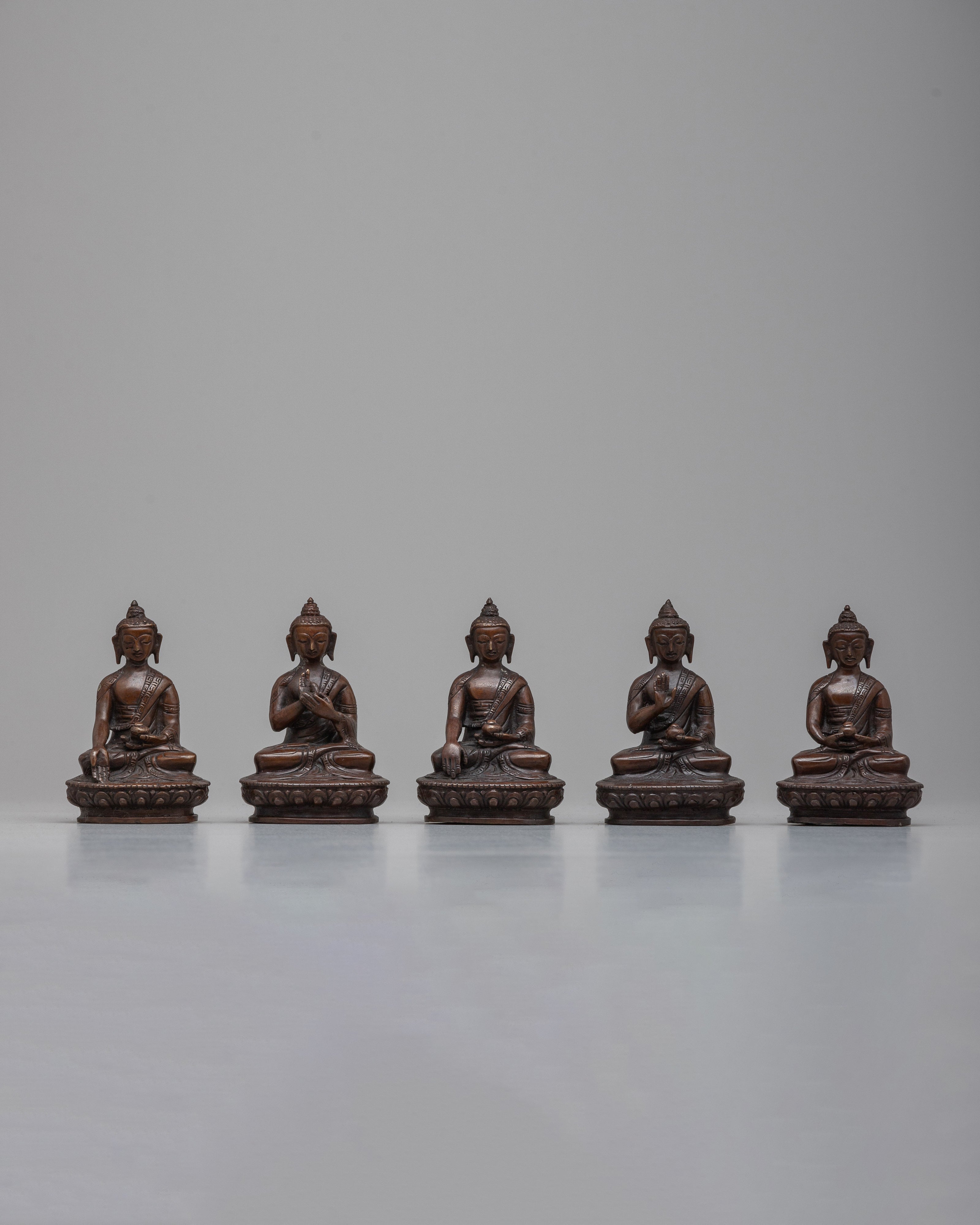 Set of Buddhas Statue | Aksobhya, Amitabha, Amoghasiddhi, Ratnasaṃbhava, Vairocana
