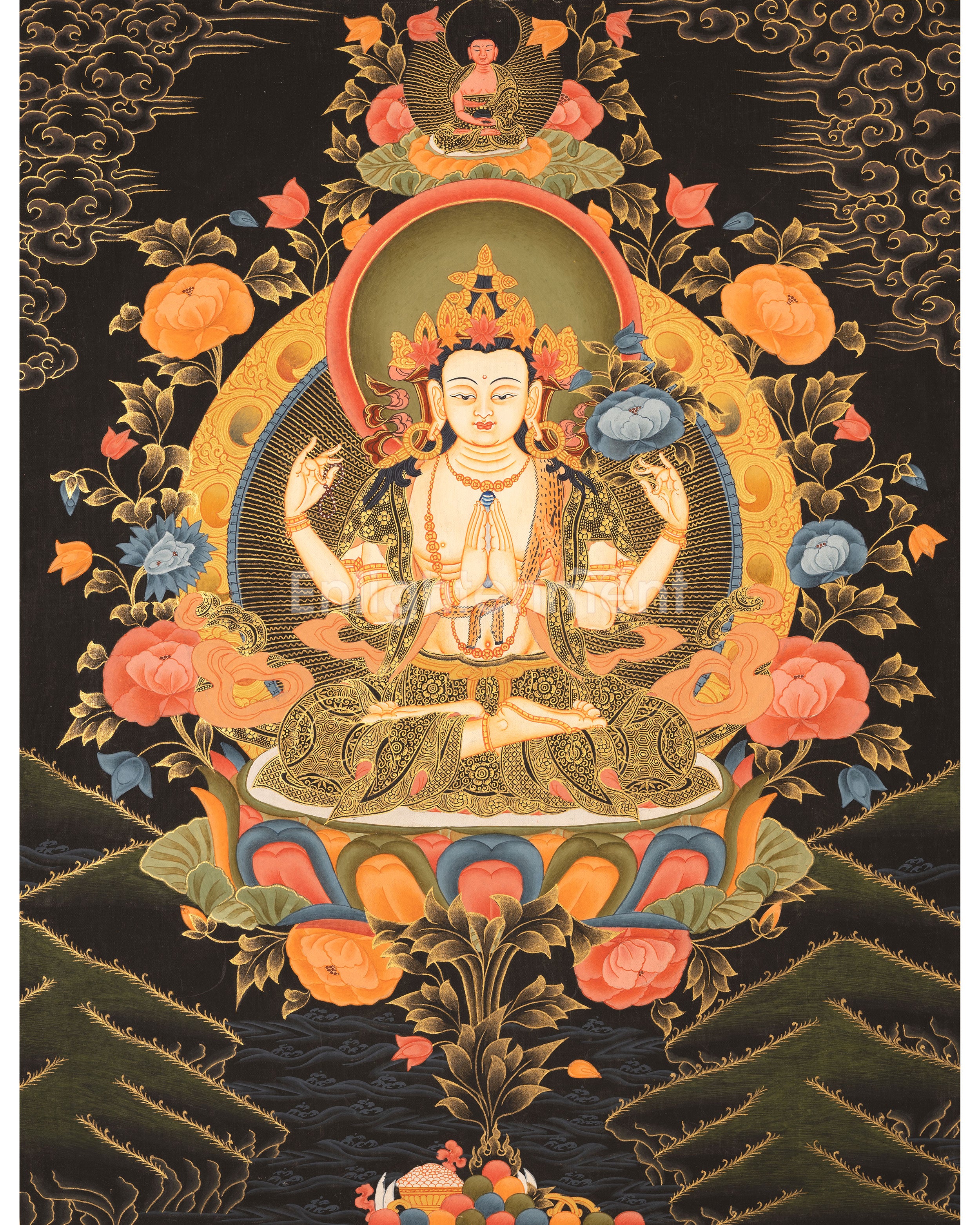 Four Armed Chenrezig Thangka