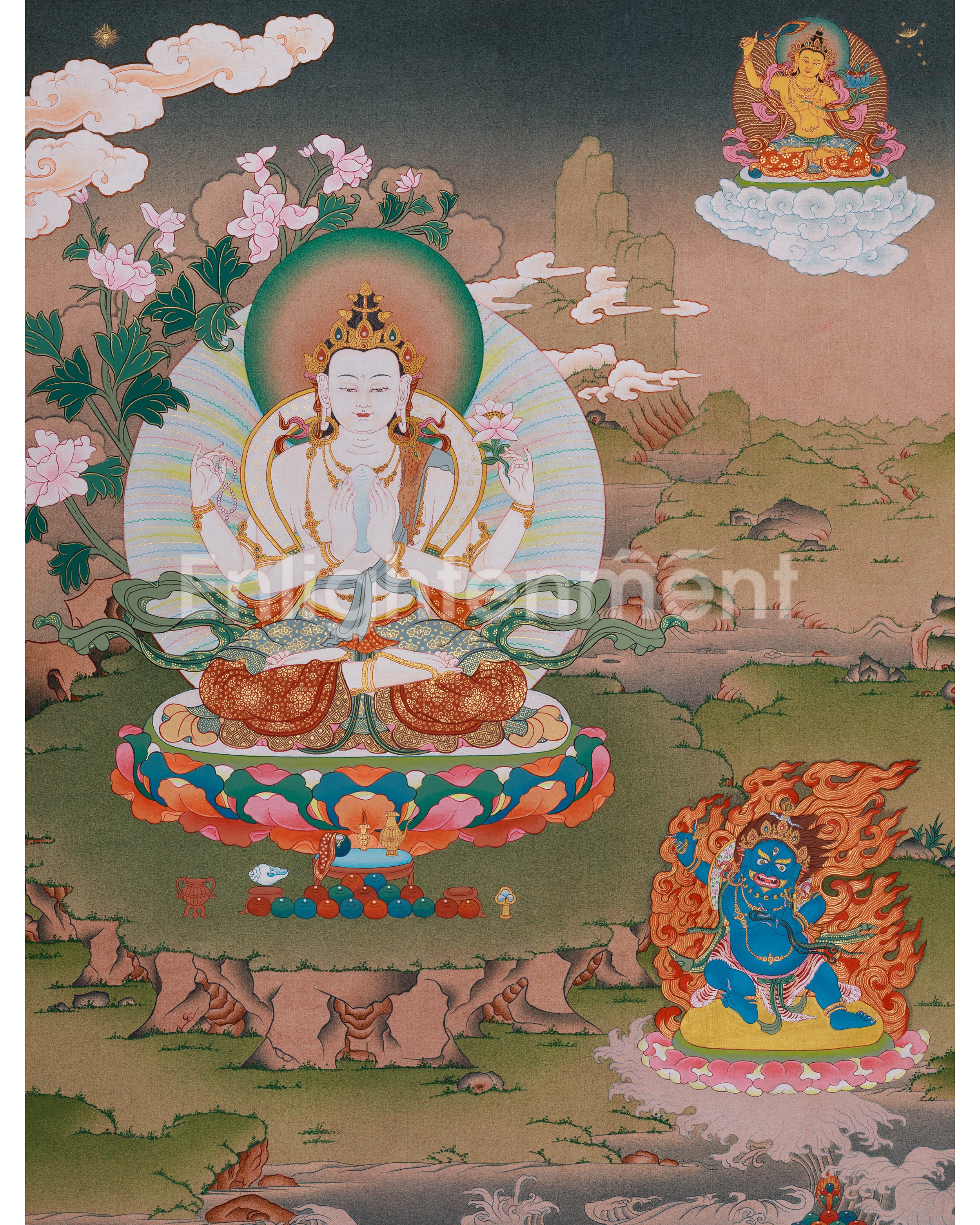 Four Armed Chenrezig Tibetan Artwork
