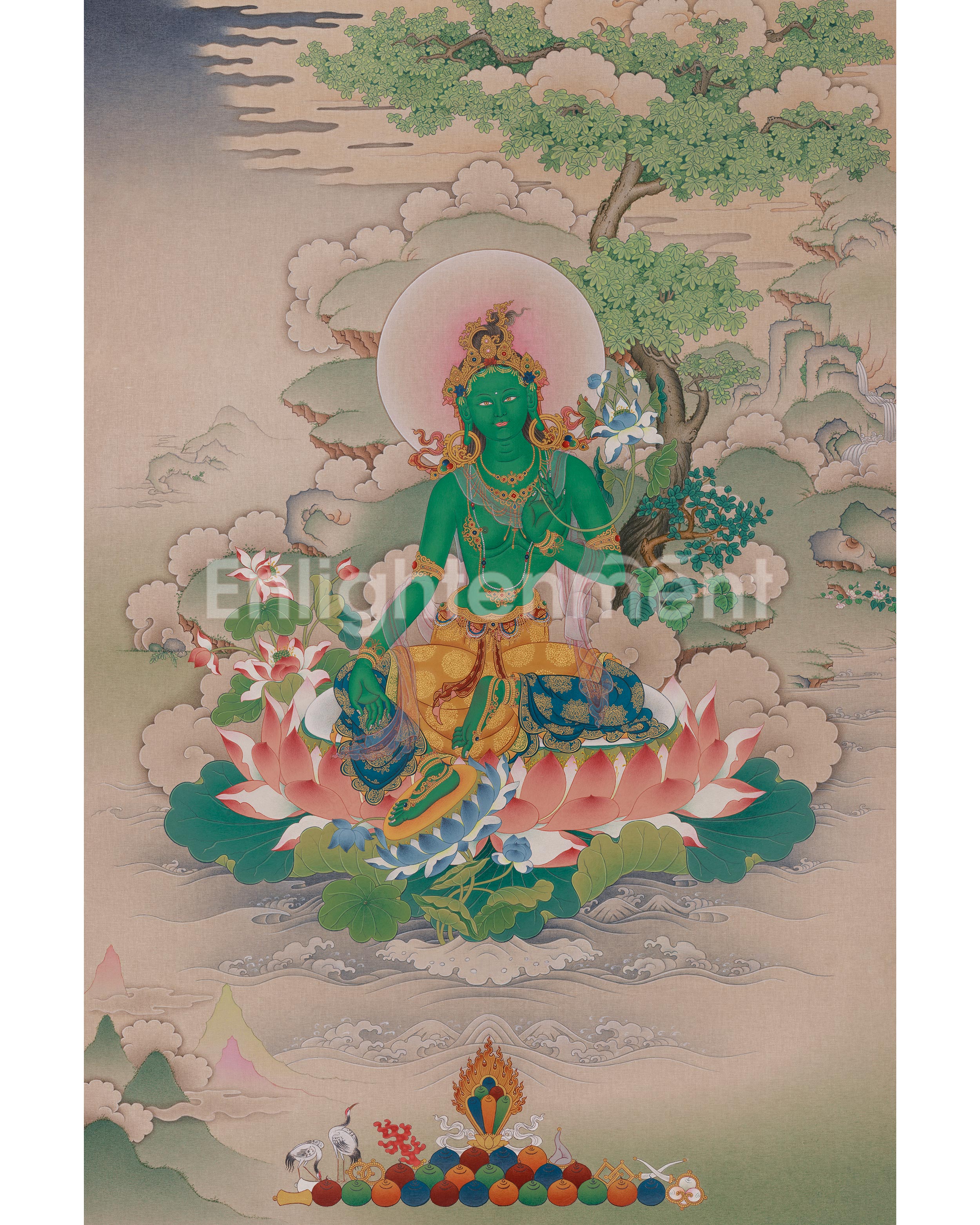 Goddess of Compassion Green Tara Thangka