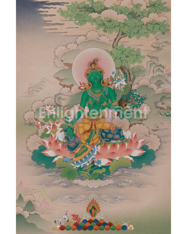 Goddess of Compassion Green Tara Thangka
