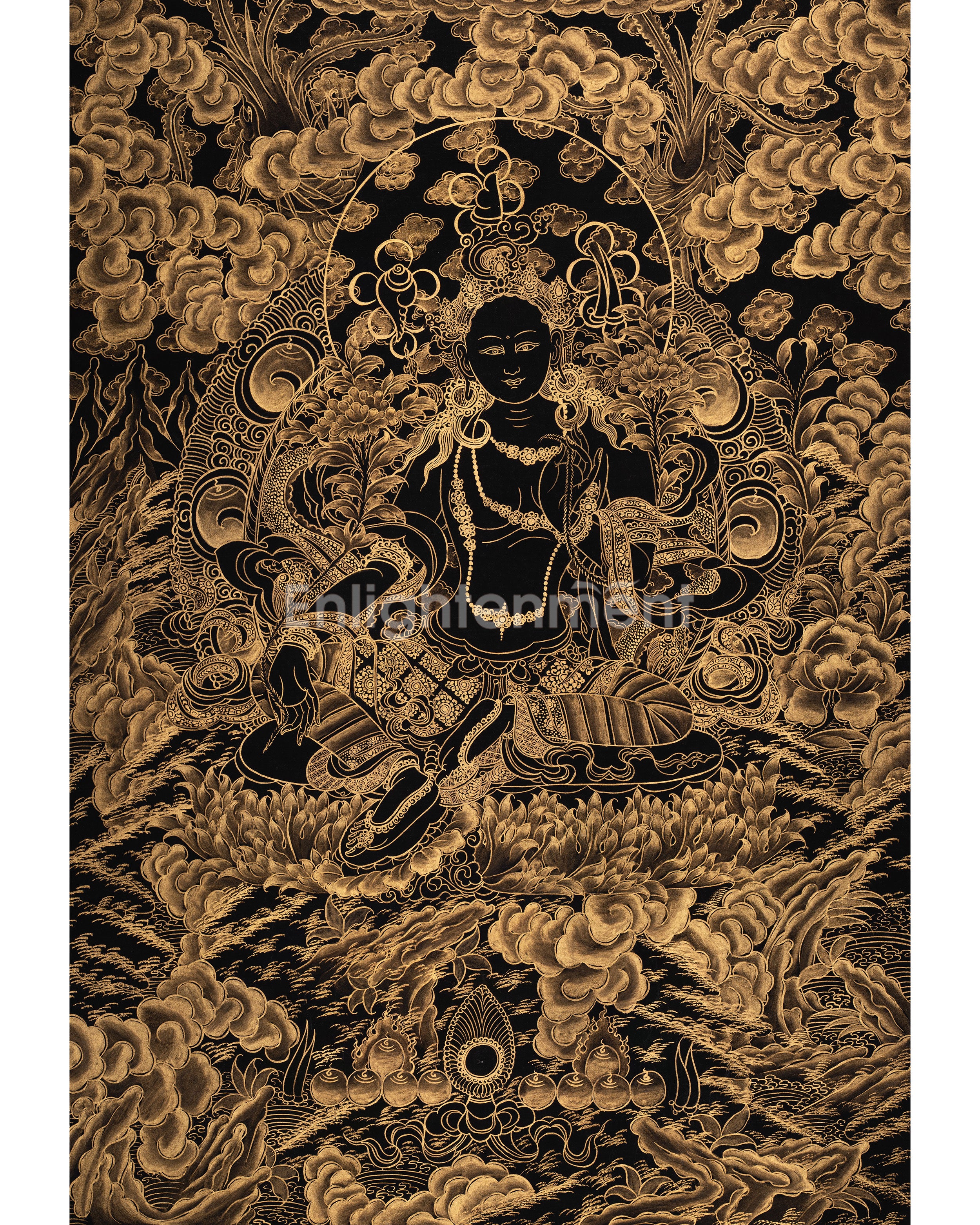 Gold Green Tara Thangka
