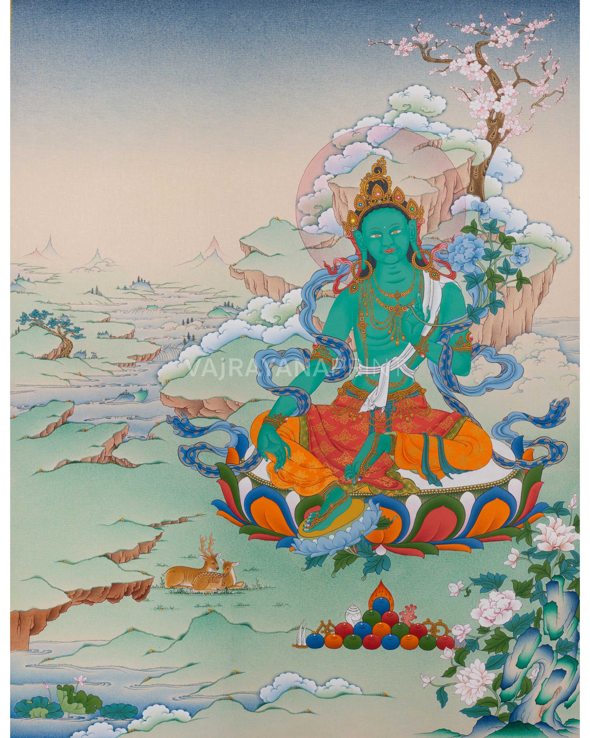 High-Quality Green Tara Thangka Print