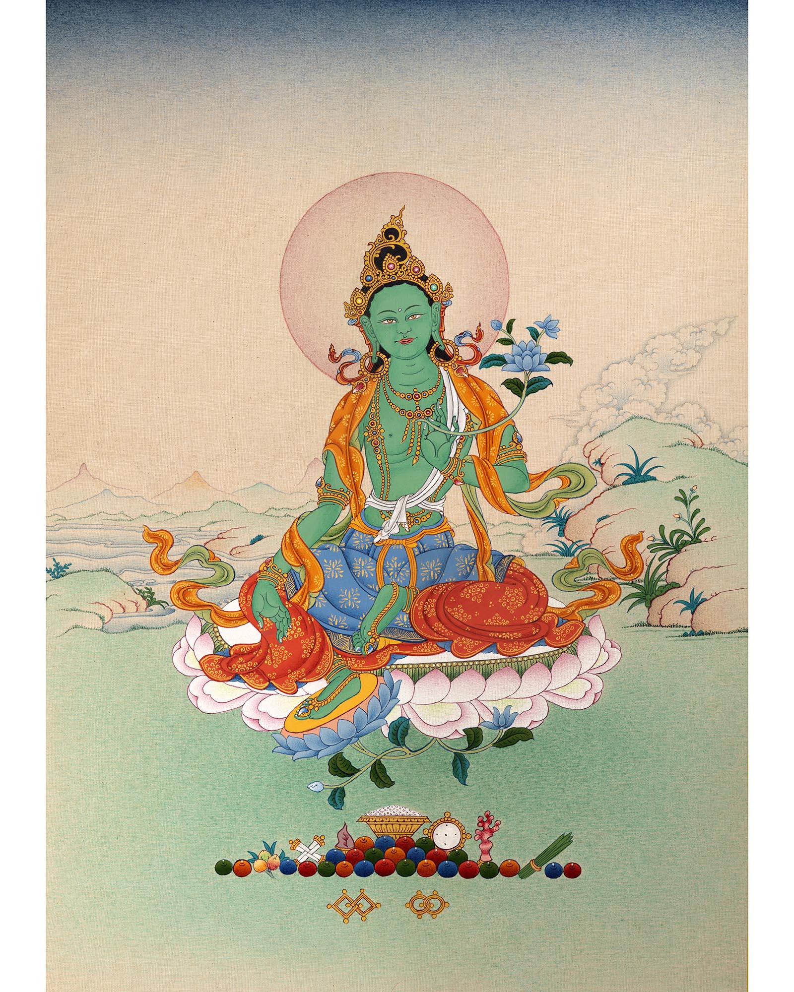 Green Tara | Tibetan Thangka Painting