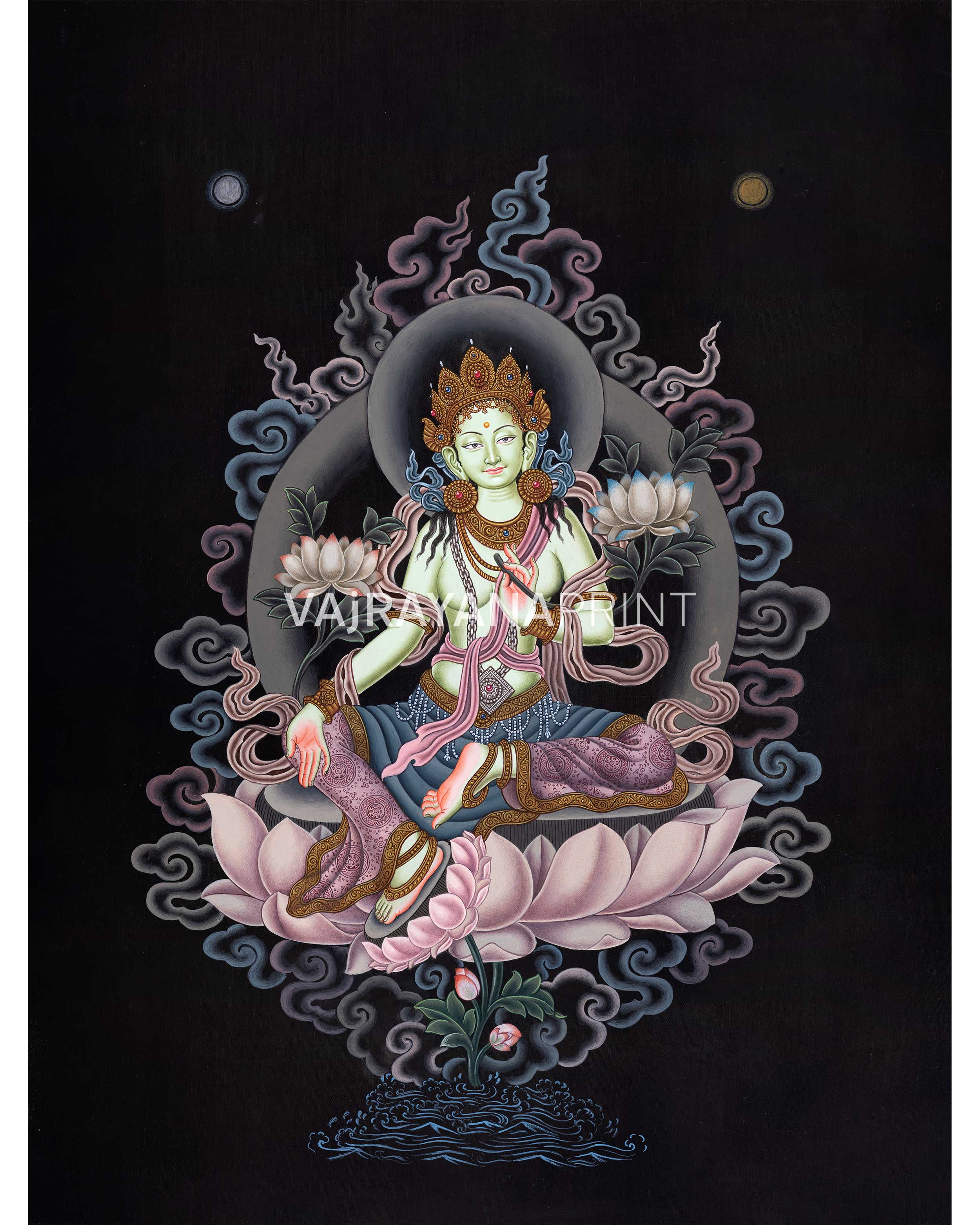 Mother Green Tara Thangka Print