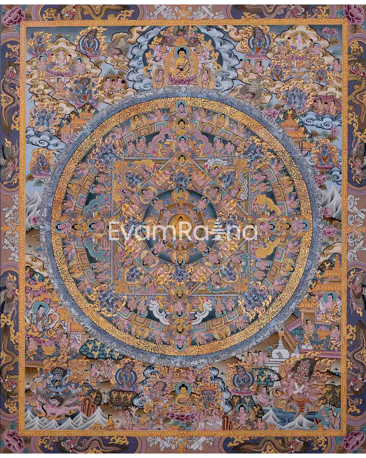 Grey Colored Buddha Mandala