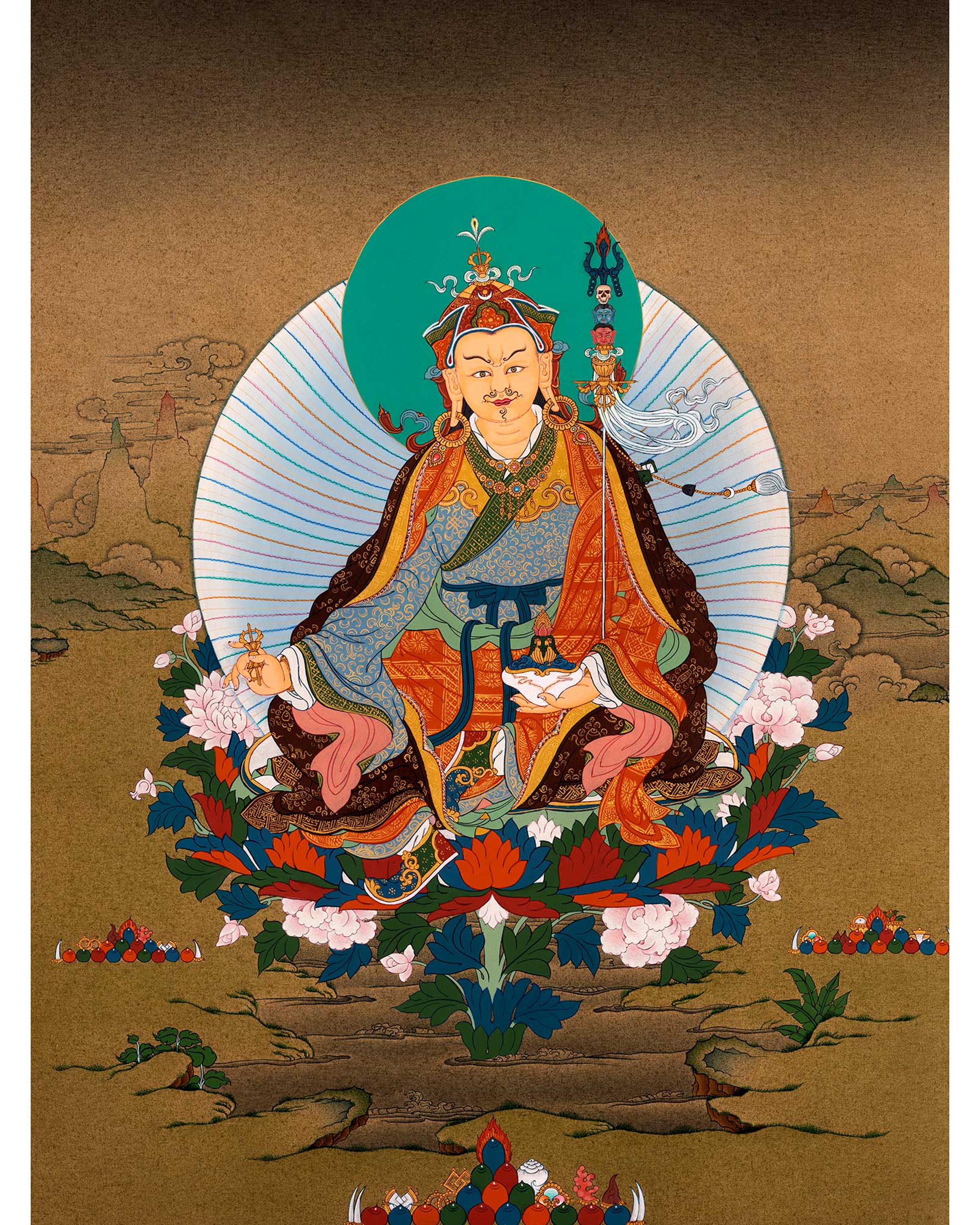 Wrathful Padmasambhava Thangka Painting | Himalayan Buddhist Art