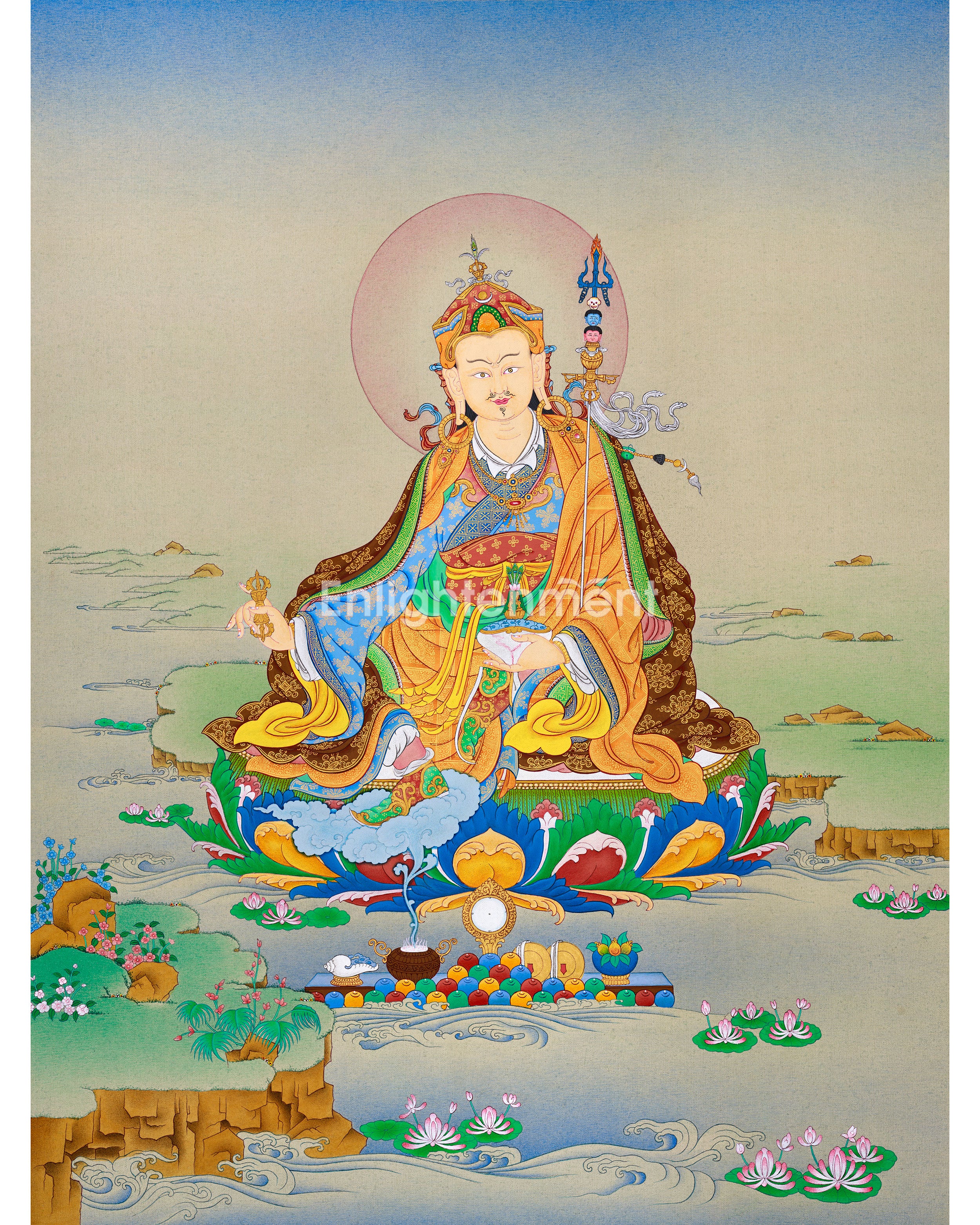 An Exclusive Padmasambhava Thangka| Lhasa's Stone Pigments