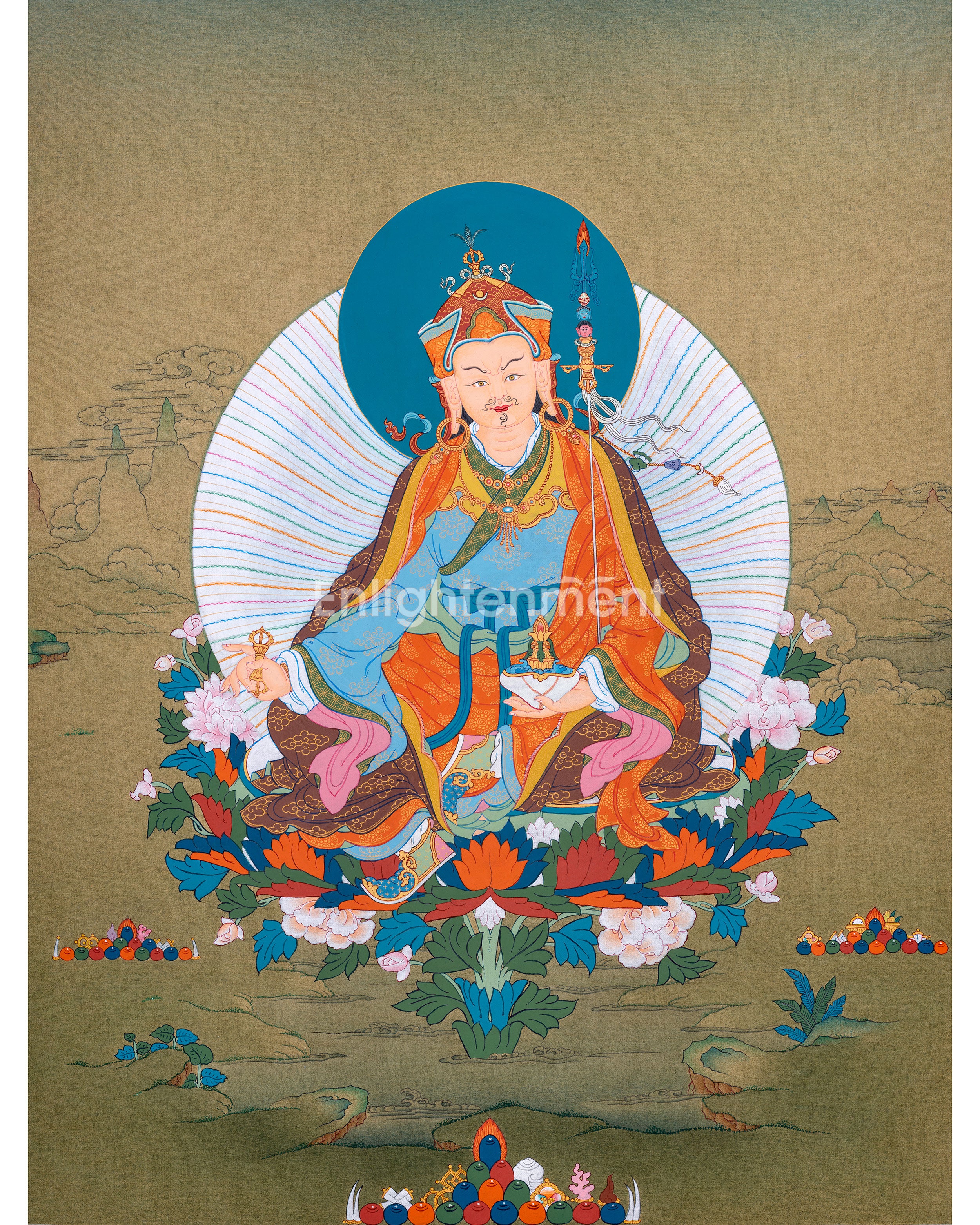 Hand painted Guru Rinpoche | Traditional Karma Gadri Art