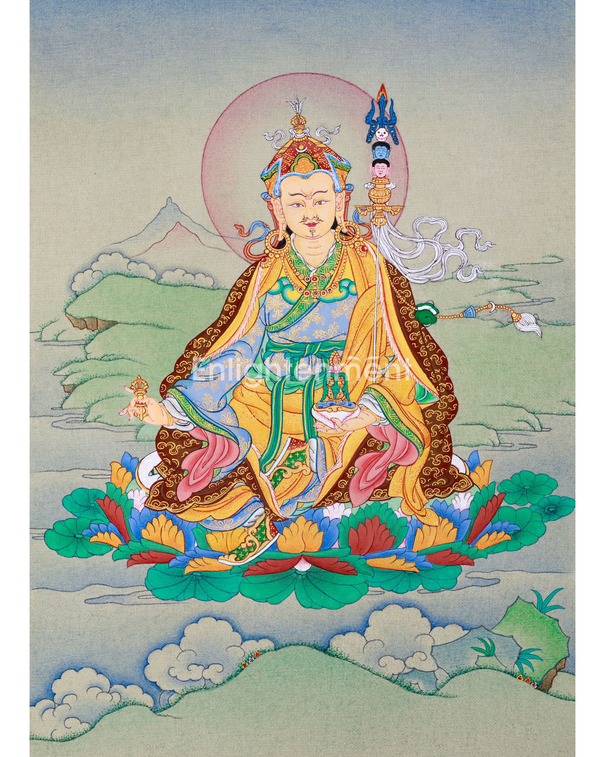 Perfectly Sized Padmasambhava Thangka | 9 Inched