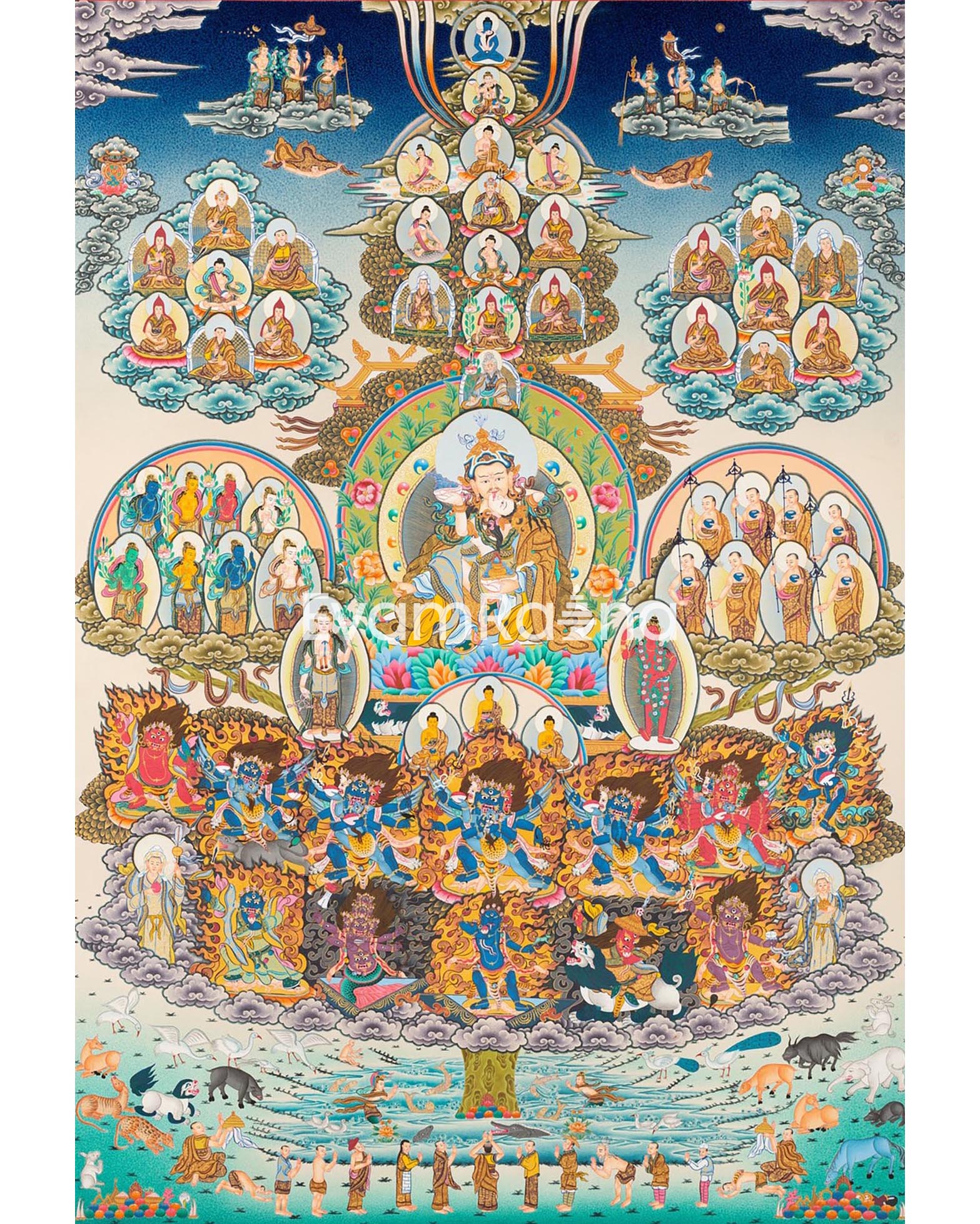Guru Rinpoche Refuge Tree Thangka