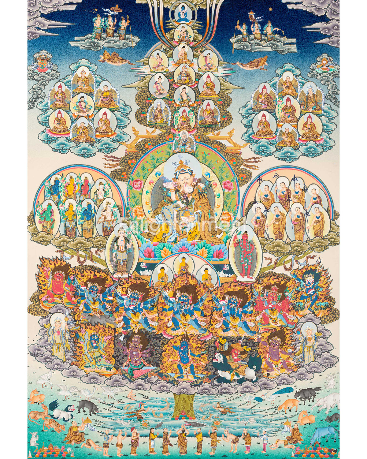 Guru Rinpoche Refuge Tree Thangka Painting