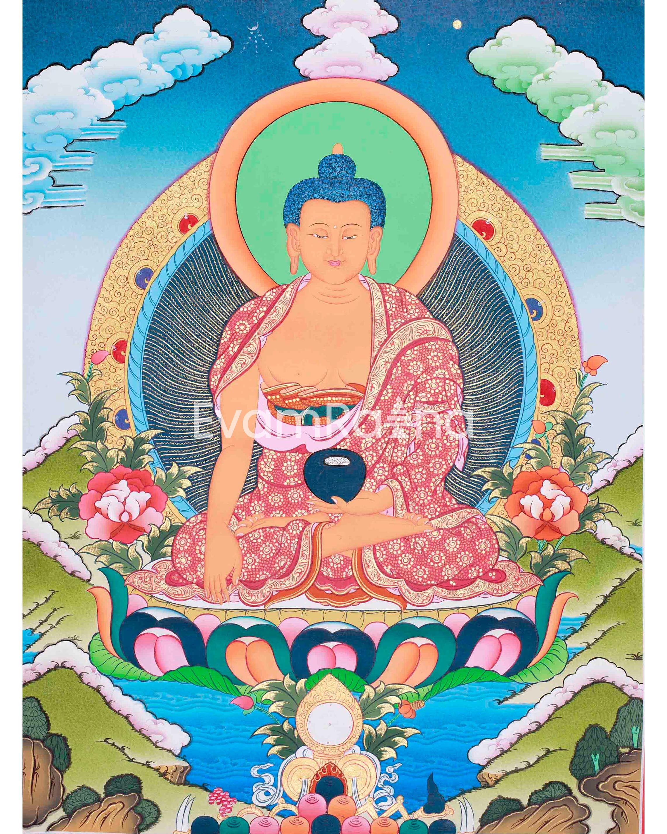 Original Hand-Painted Shakyamuni Buddha Wall Hanging | Positive Art for Home