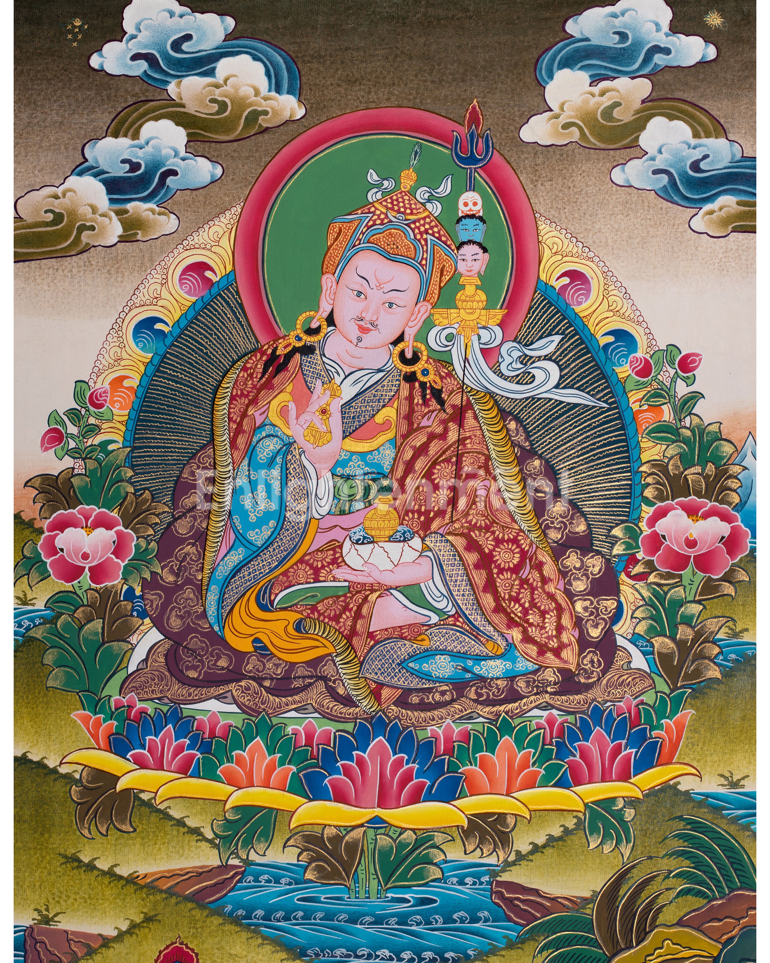 Hand-Painted Guru Rinpoche Thangka