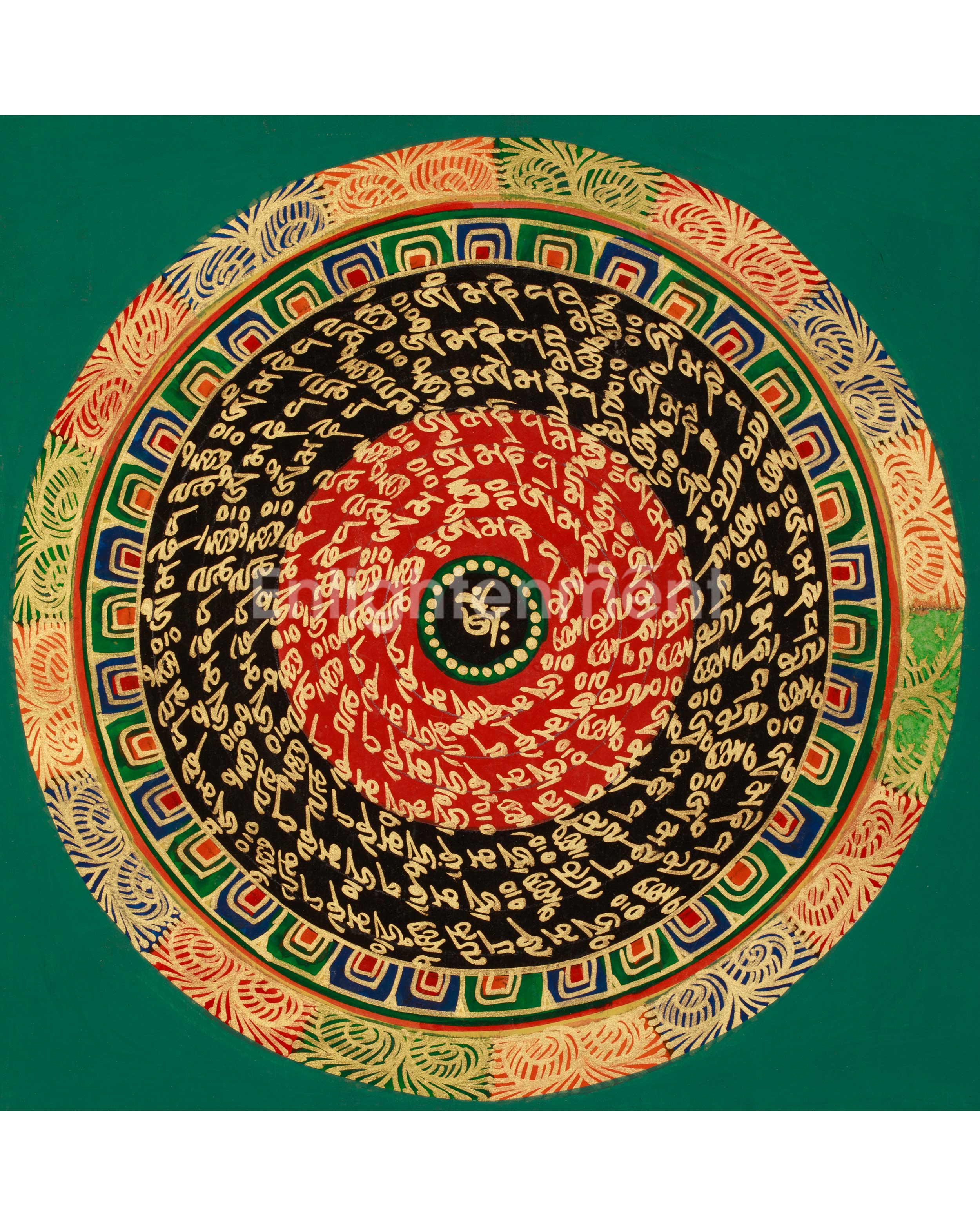 Hand-Painted Tibetan Mantra Mandala