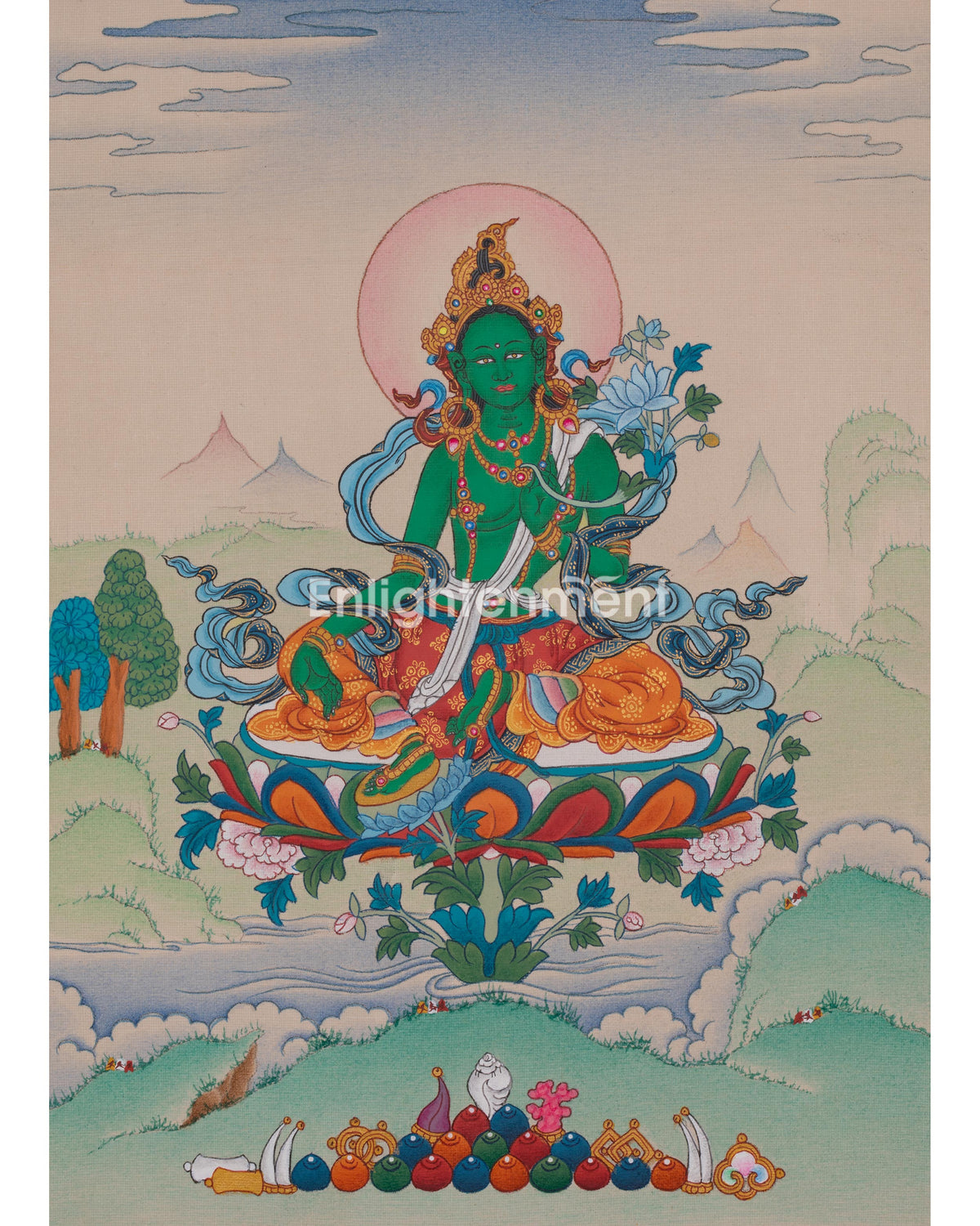 Hand-painted Green Tara Artwork