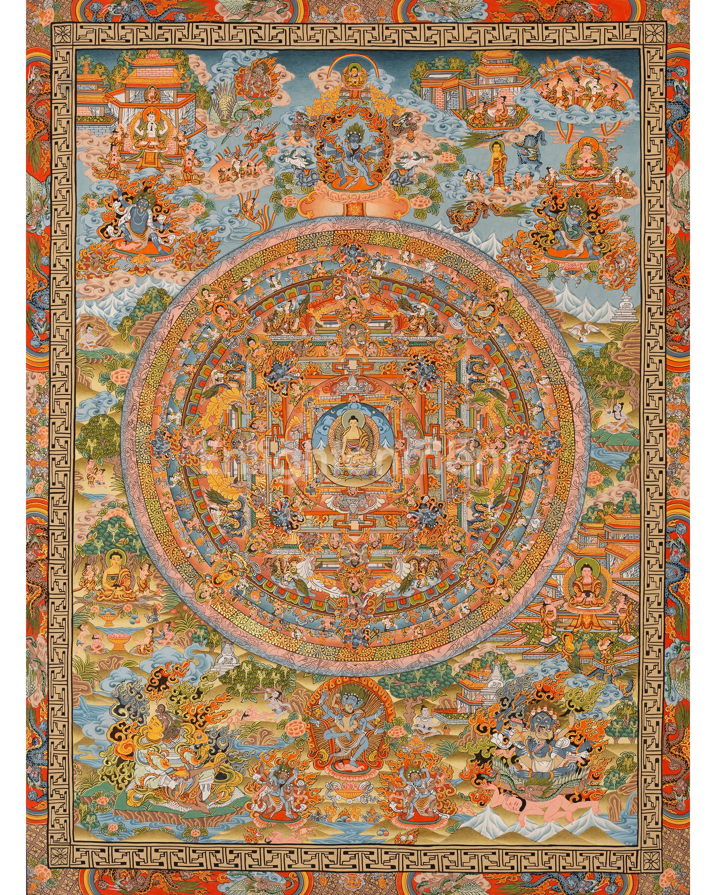 Hand Painted Buddha Mandala Thangka