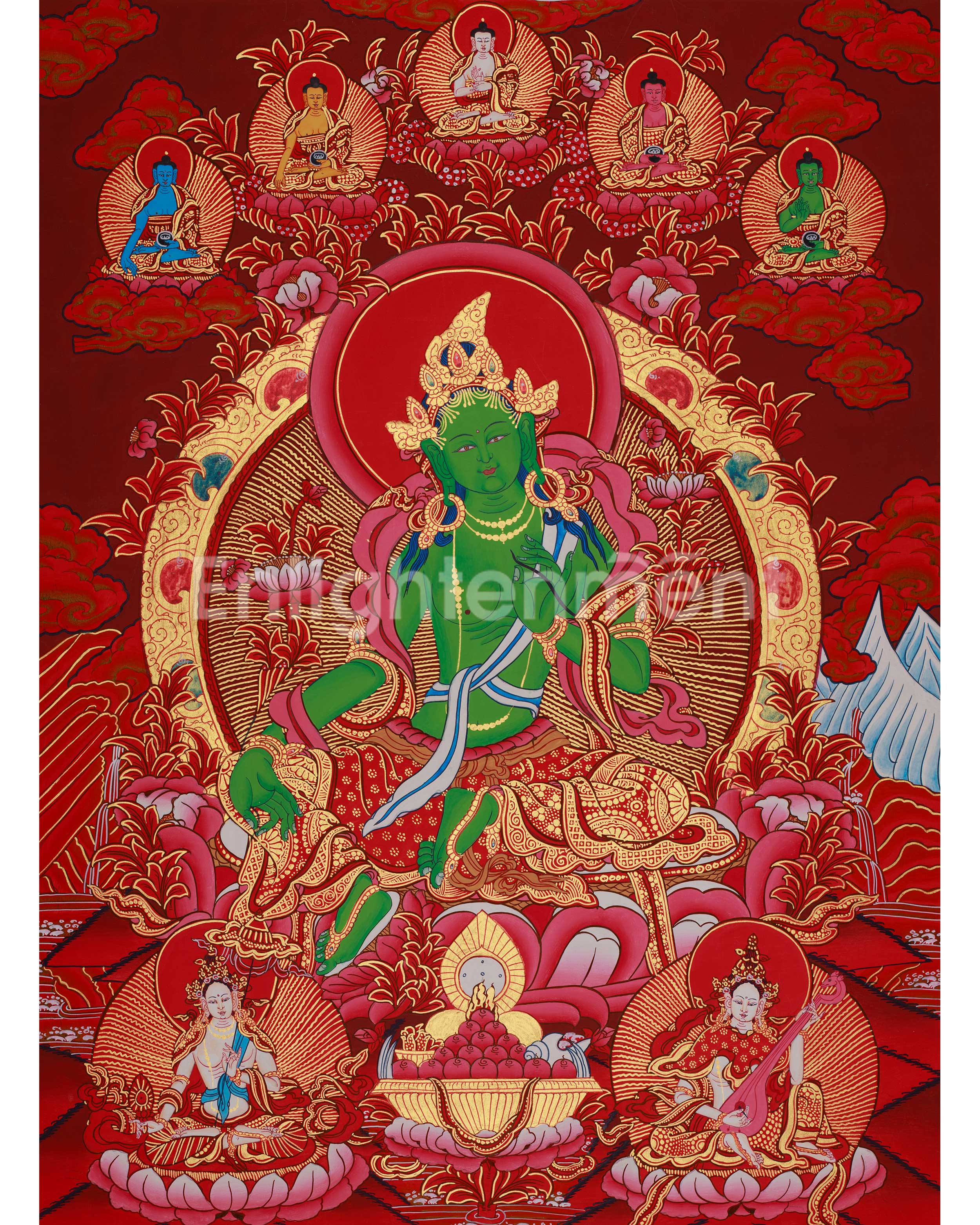 Himalayan Deity Green Tara Thangka