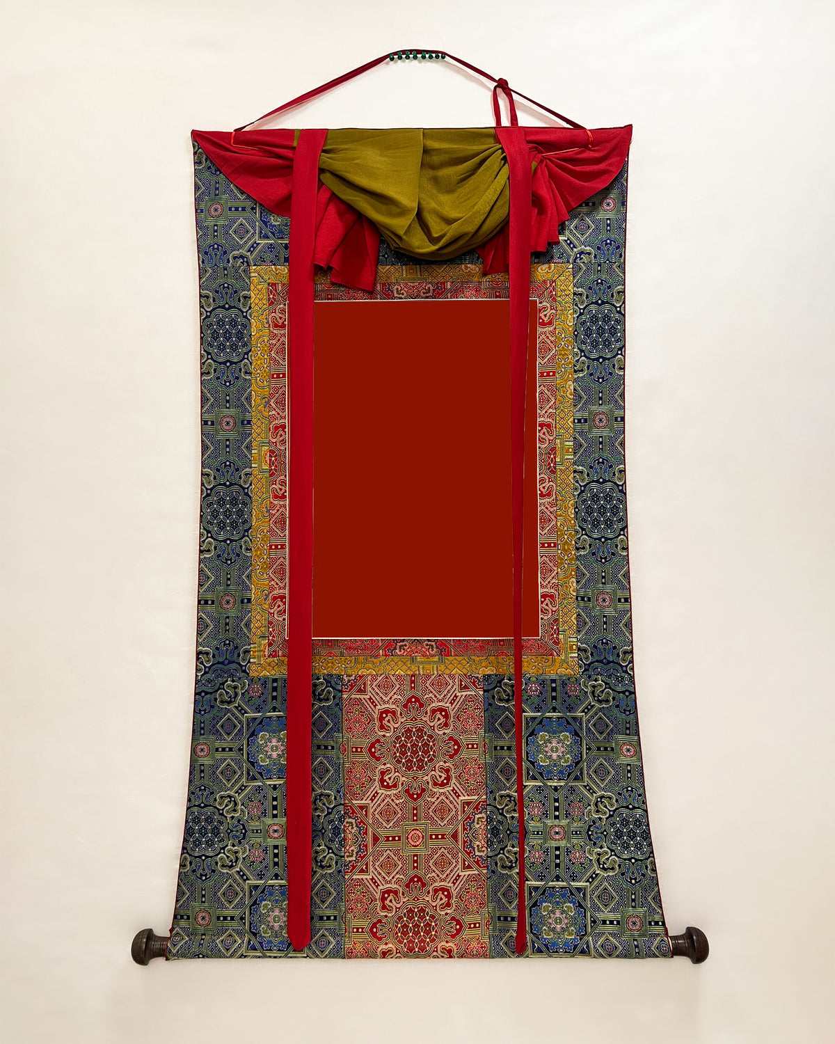 Banarasi Blue and Red Silk Brocade | Kuchen for thangka | Premium Veil