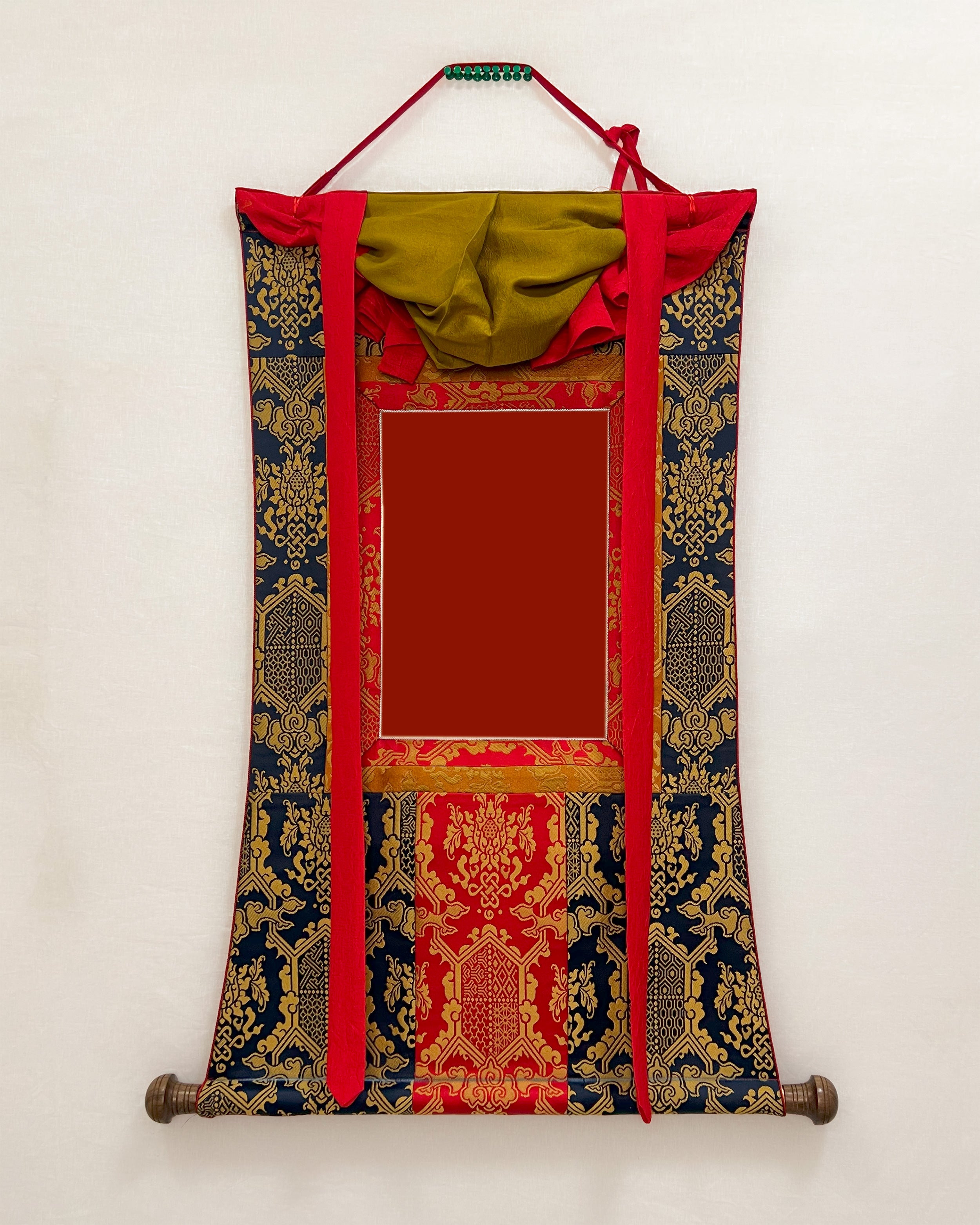 Dark Blue and Red Brocade with Golden Pattern | Premium Veil