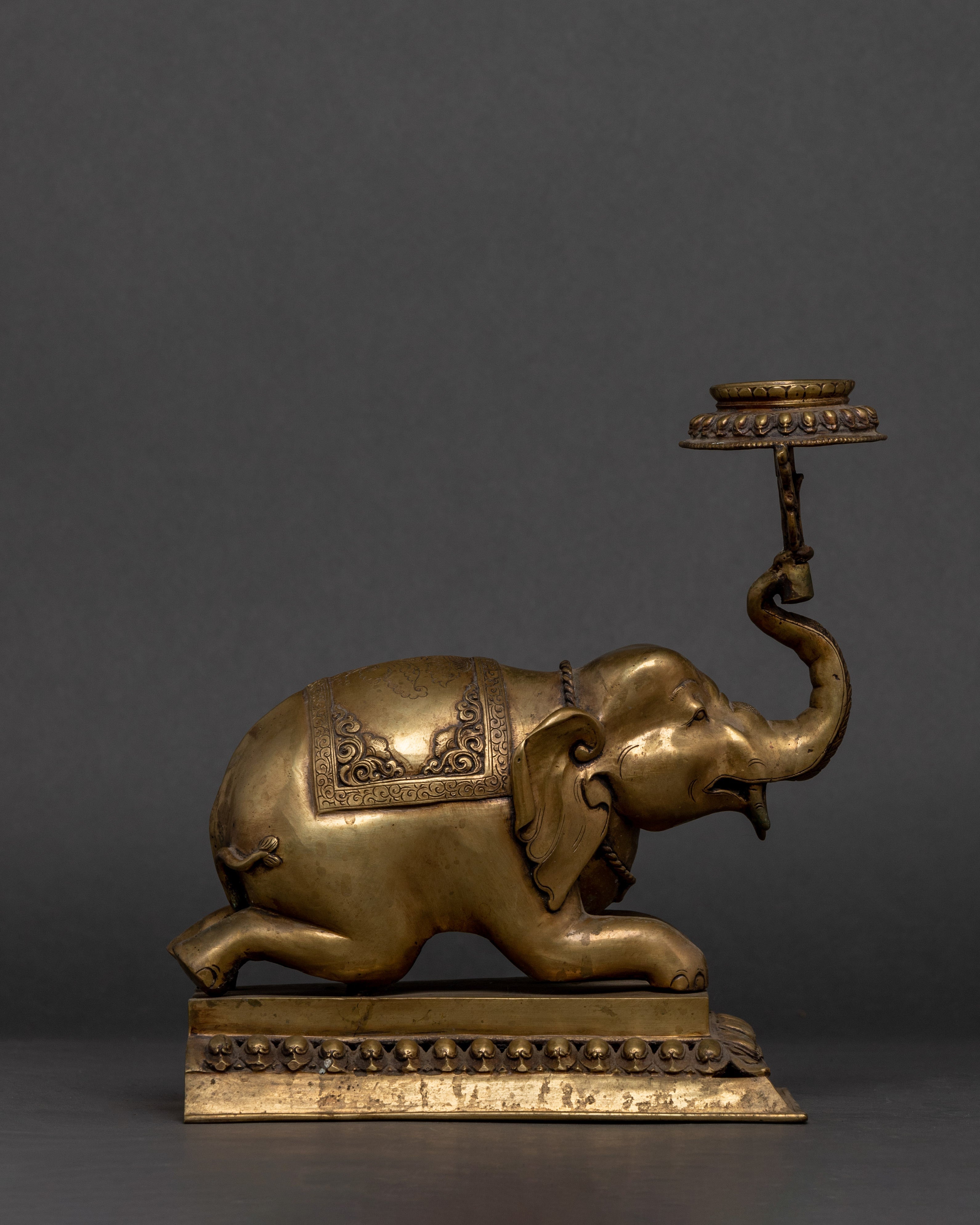 Elephant Lotus Lamp Set | Himalayan Art